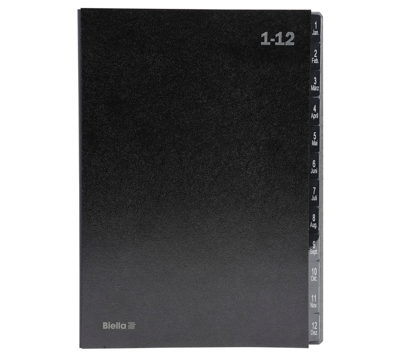 BIELLA Classeur trieur A4 32341200U noir, 1-12
