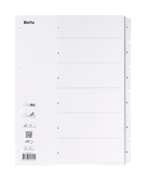BIELLA Répertoire carton,Smartind. A4 46940601U 1-6, blanc
