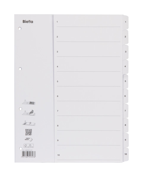BIELLA Register Karton, SmartIndex A4 1-12, weiss<br>