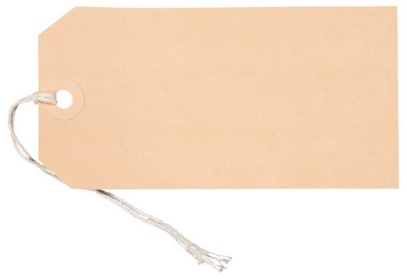 BIELLA Anhänge-Etiketten 65 x 130mm beige mit Bindfaden und Kartonöse<br>
