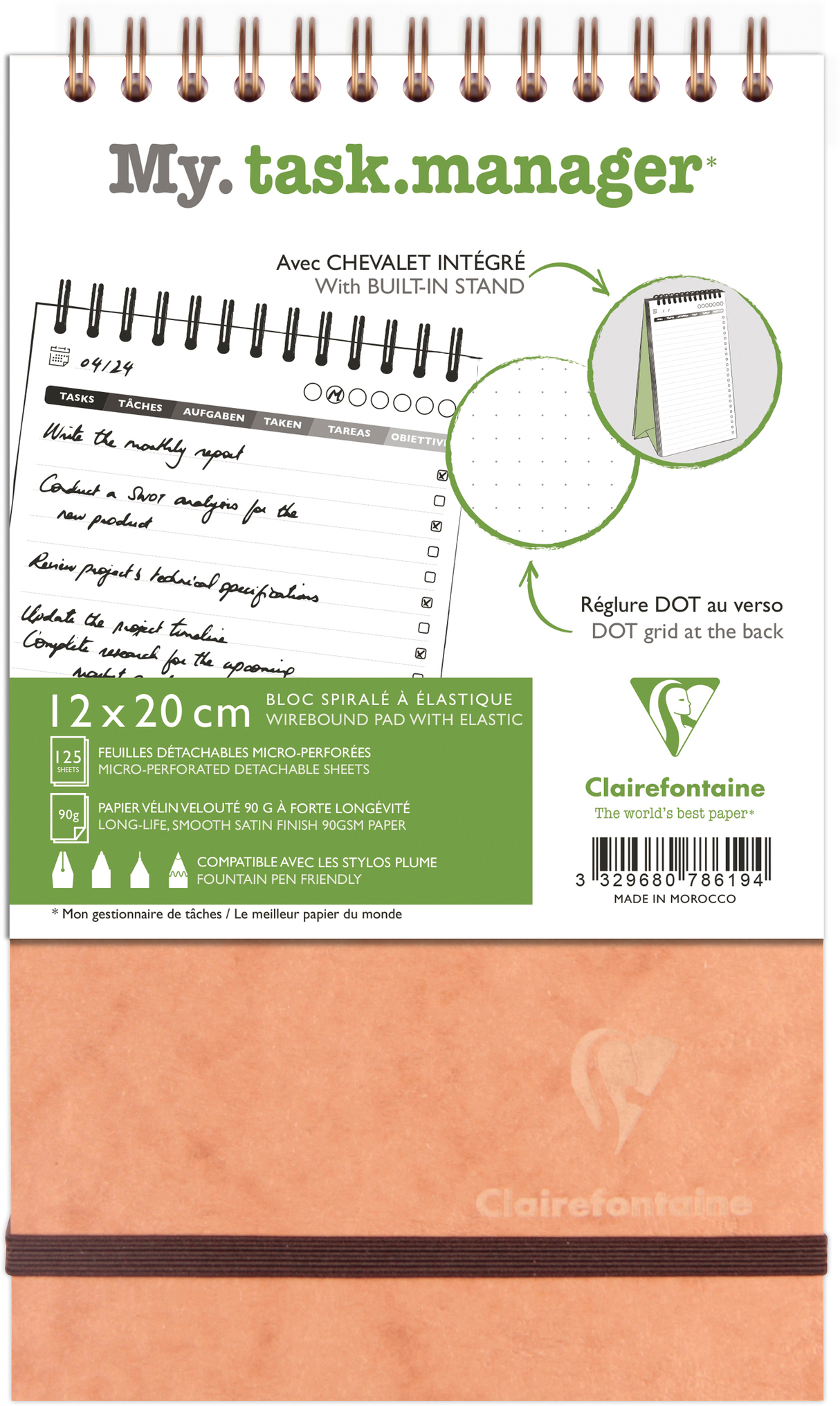 photo BIELLA Agenda AgeBag non daté 78619C Task M 125 feu. tab. 12x20cm