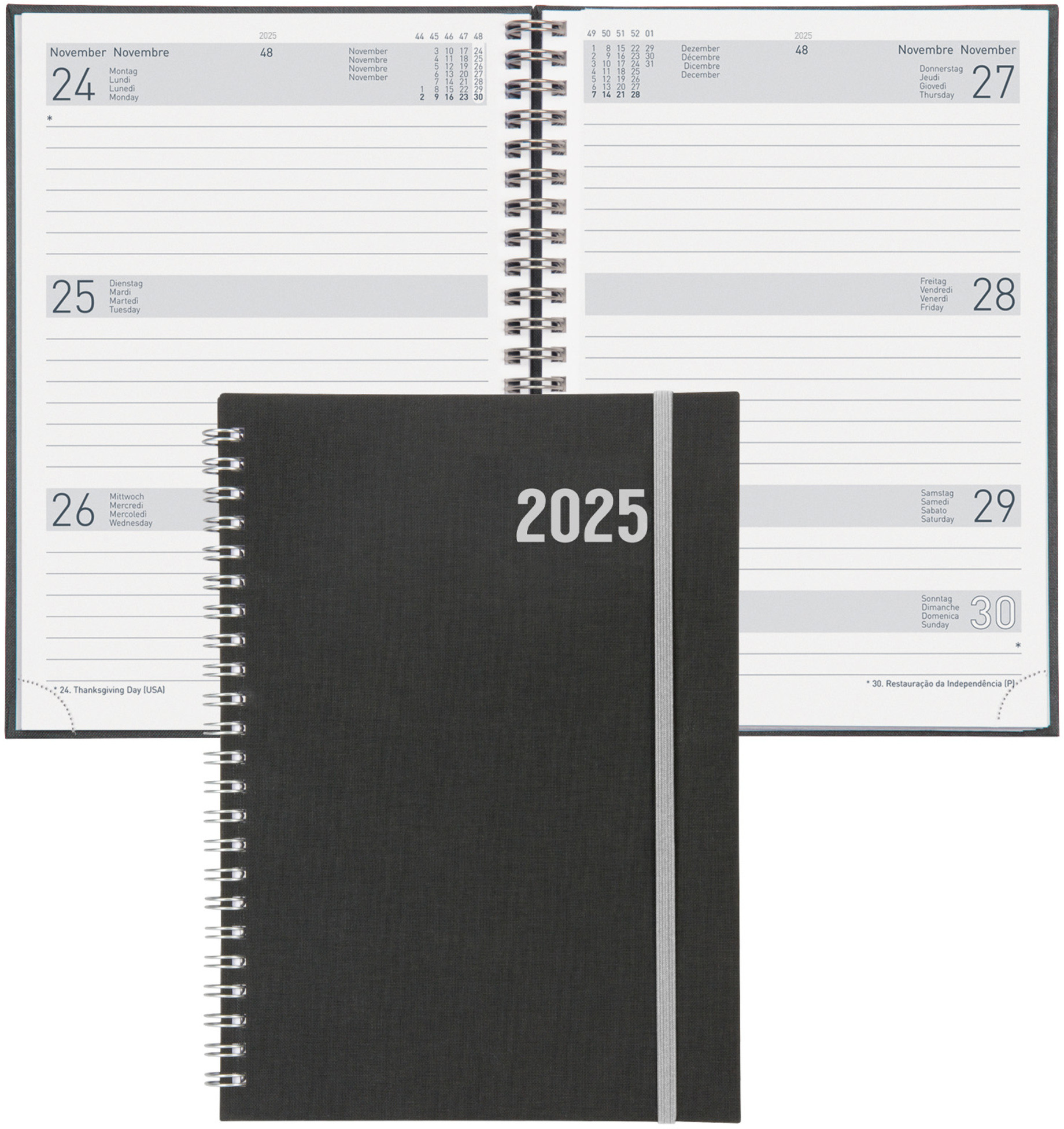 BIELLA Agenda Dispo Term Savana 2025 808591270025 1S/2P gris ML 14.5x20.5cm