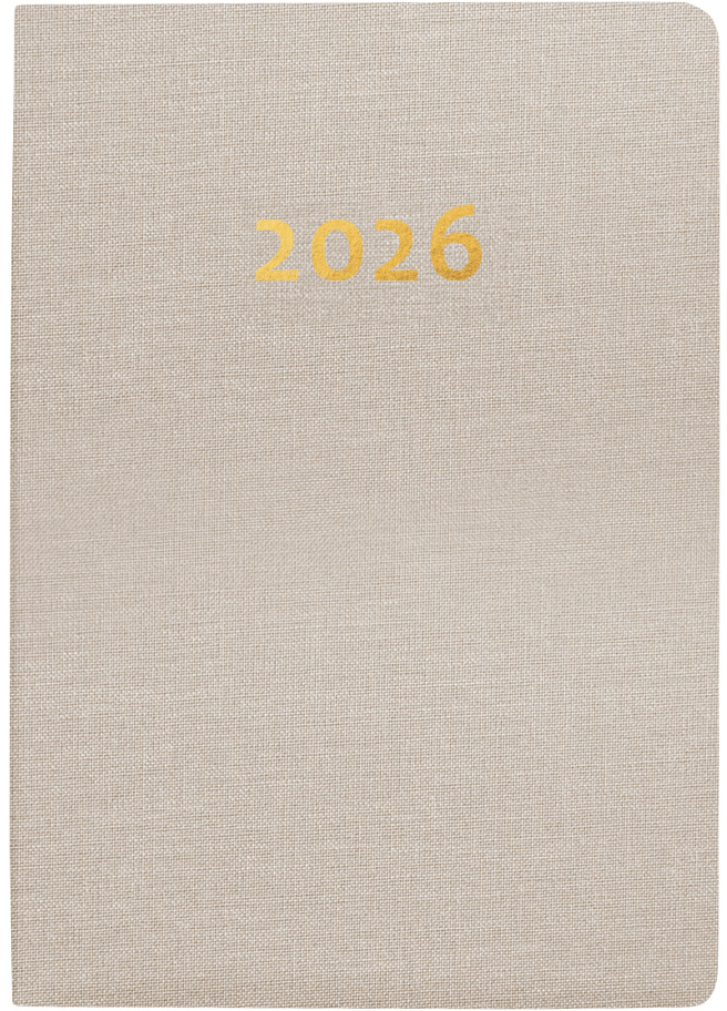 photo BIELLA Agenda Mittelformat 2026 822301100026U 1S/2P beige ML 7.6x11cm