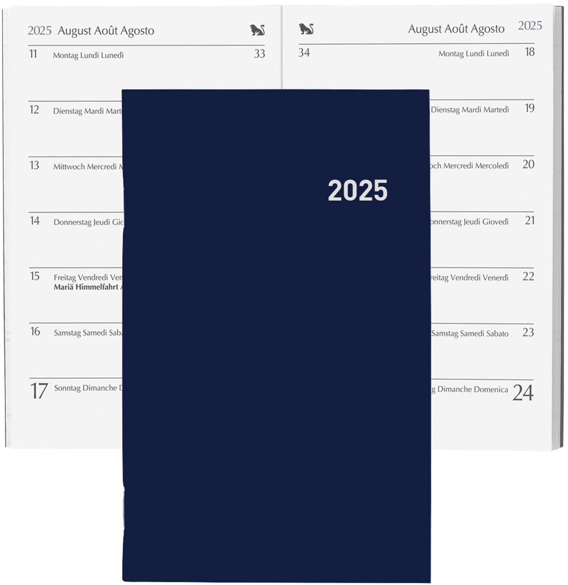 BIELLA Agenda Pratique 2025 824370050025 1S/1P bleu ML 8.7x13.6cm