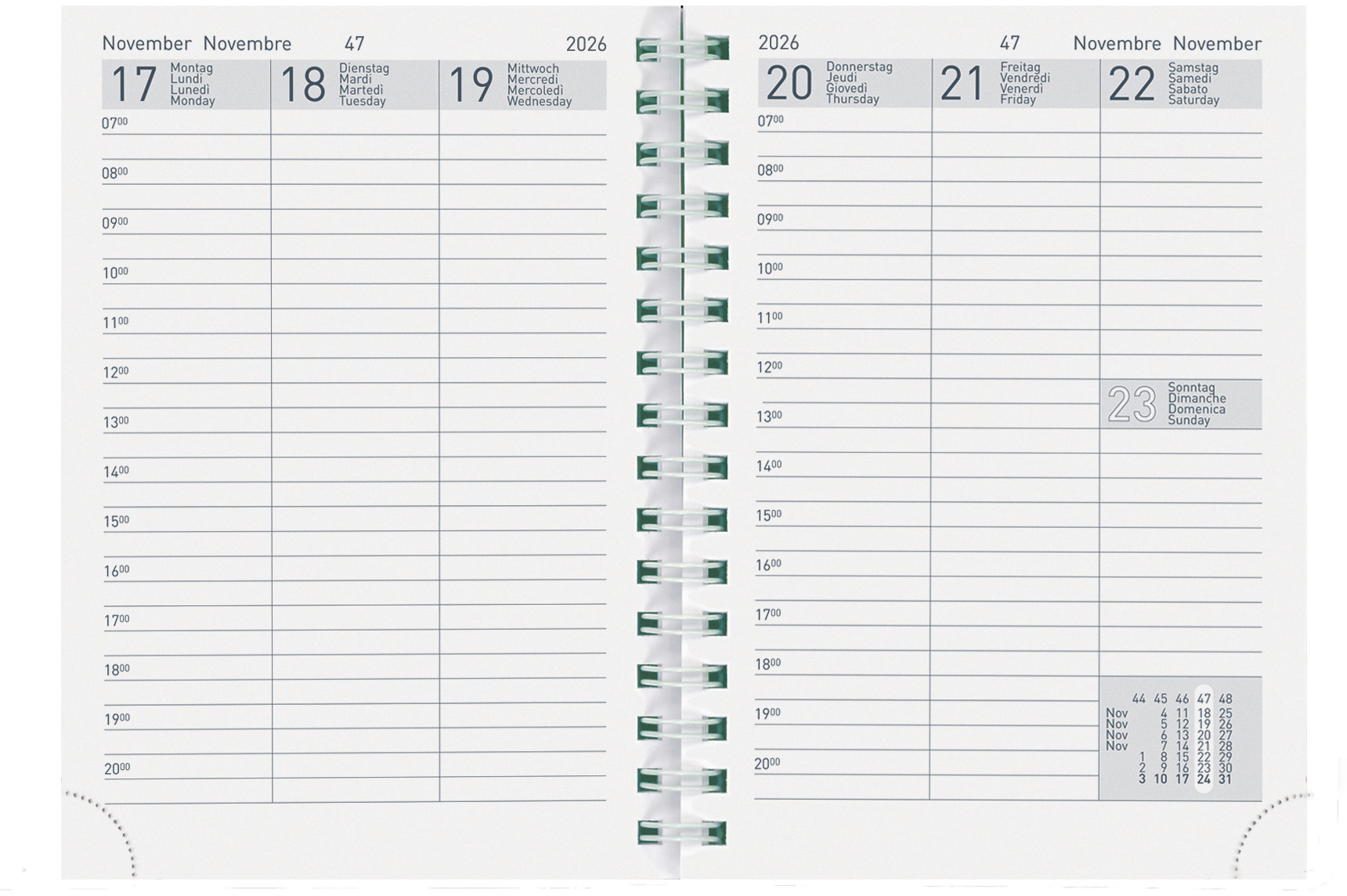photo BIELLA Agenda Rex Wire-O 2026 825778000026U 1S/2P Rechange ML 10.1x14.2cm
