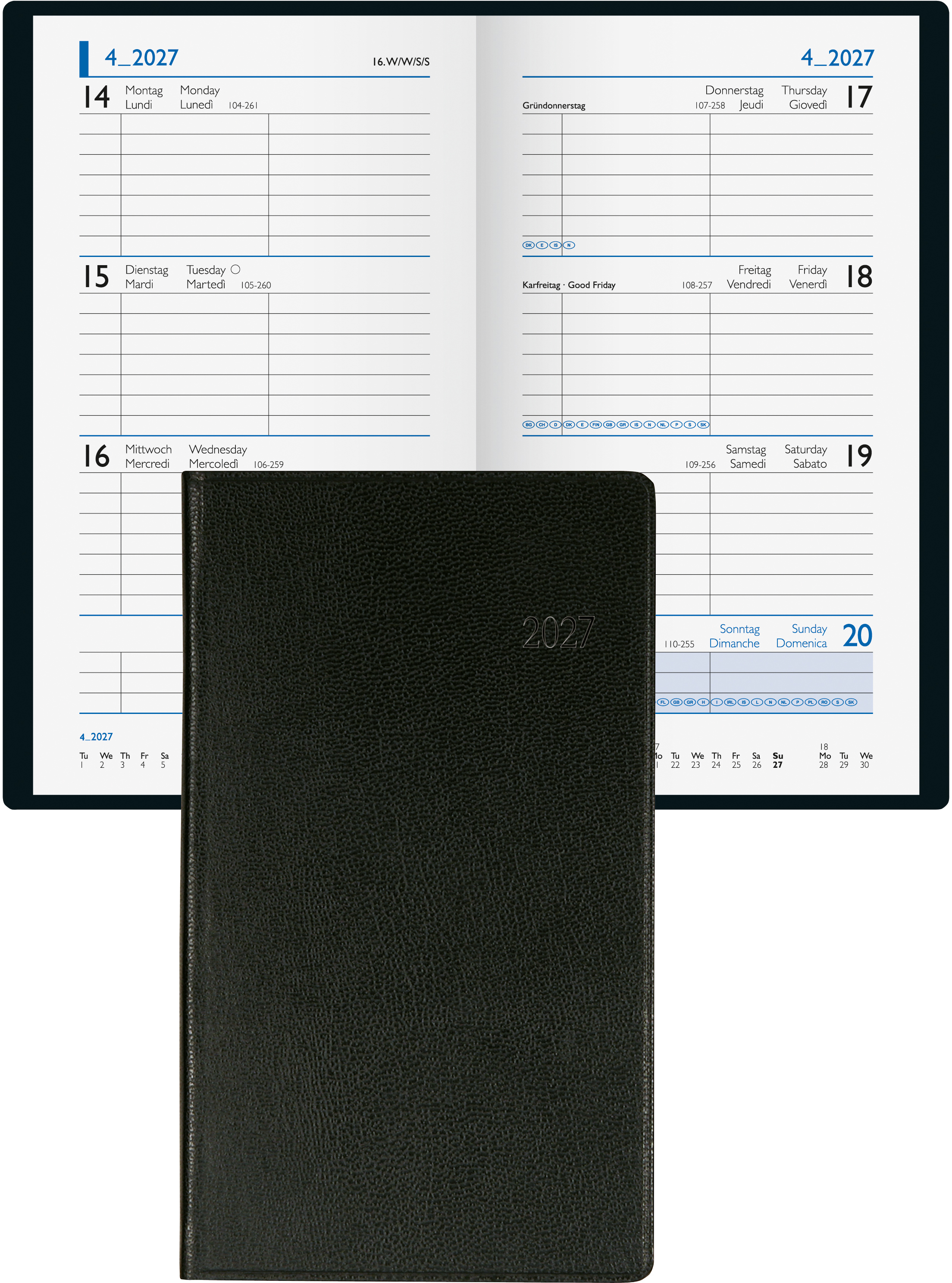 photo BIELLA Agenda Rex Wire-O 2027 825778000027U 1S/2P Rechange ML 10.1x14.2cm