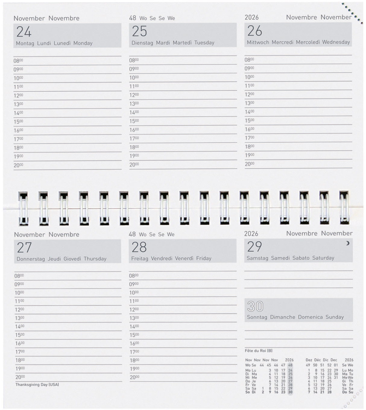 photo BIELLA Agenda Terminet Wire-O 2026 831778000026U 1S/2P Rechange ML 15.3x8.5cm