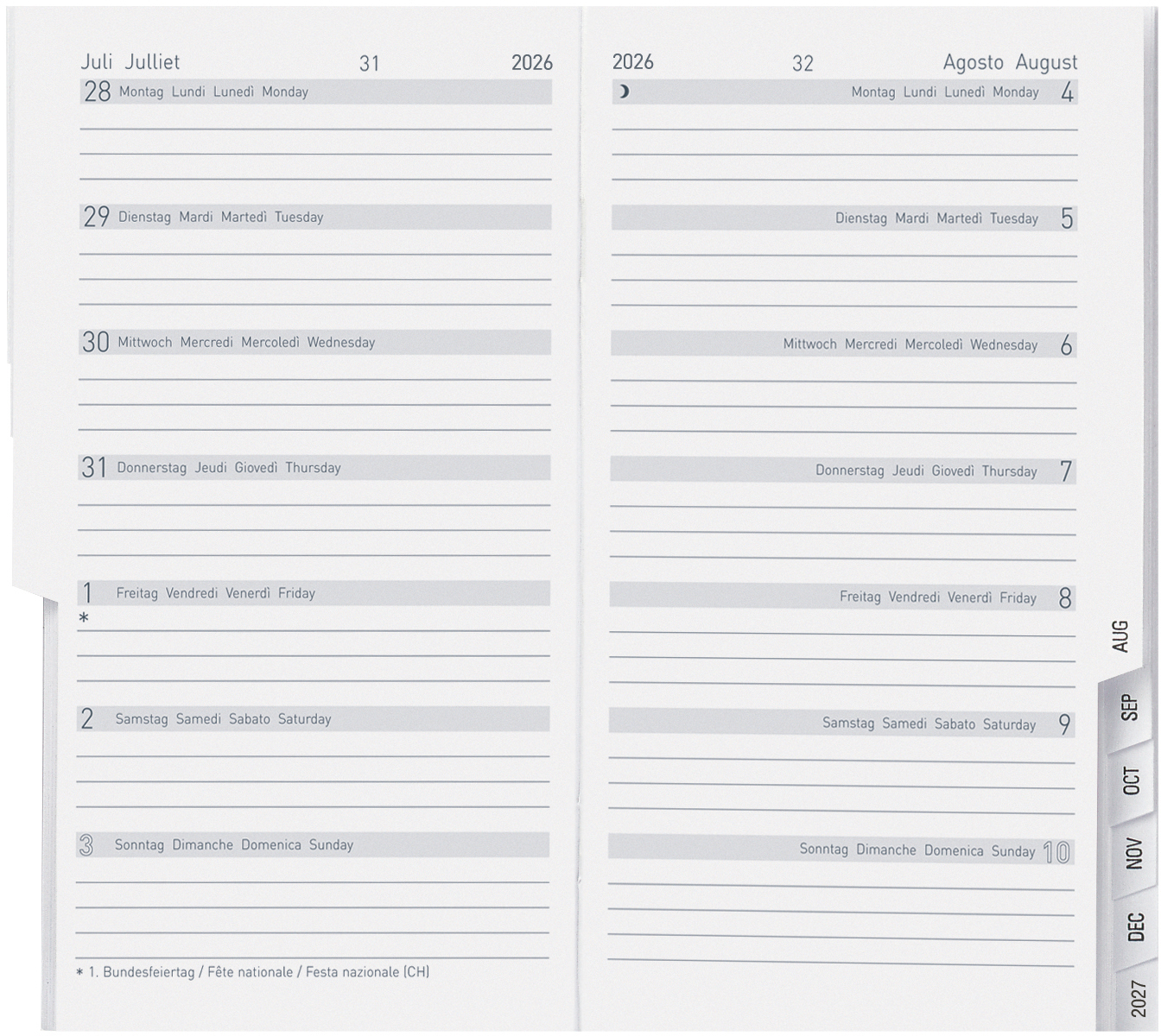 photo BIELLA Agenda Bern 2026 851578000026U 1S/2P Rechange ML 8.7x15.3cm