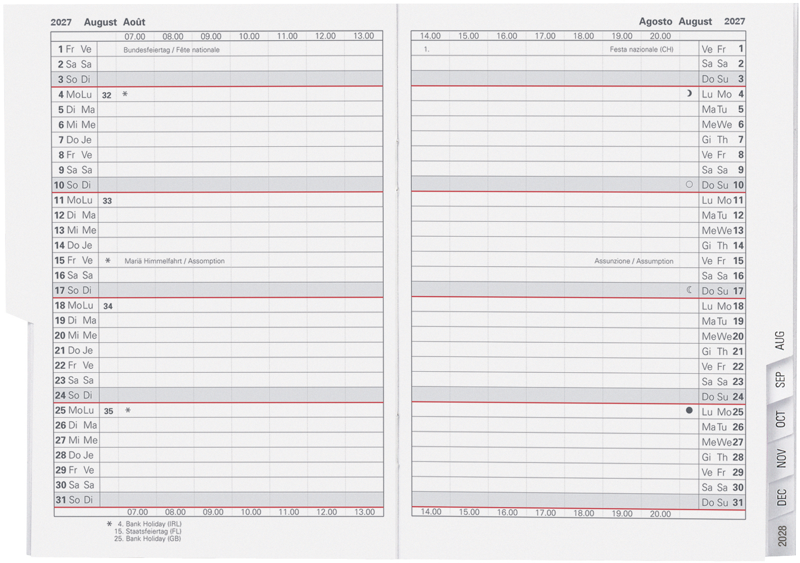 photo BIELLA Agenda Glasgow 2027 855310000027U 1M/2P Rechange ML 10x13.9cm