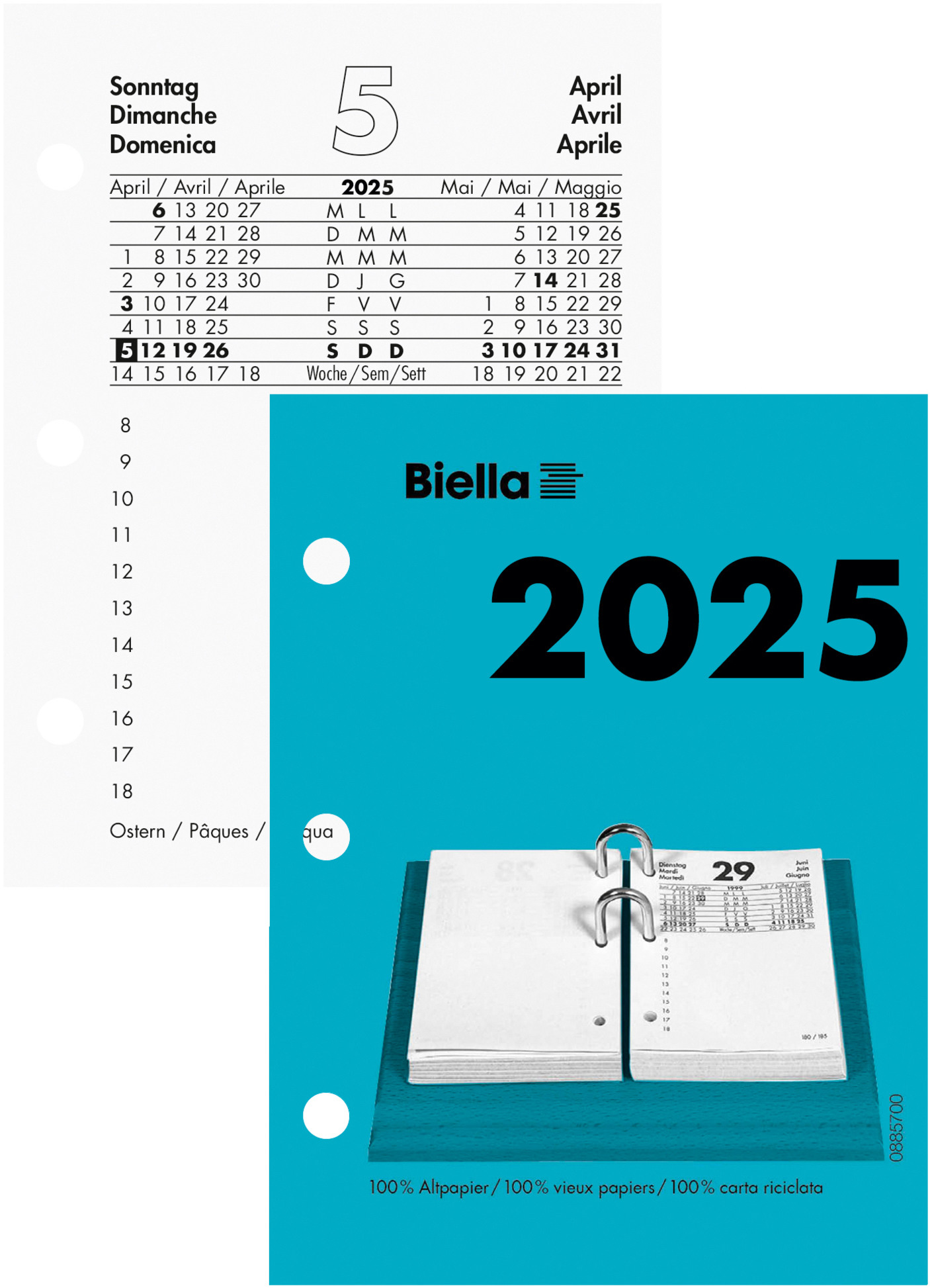 BIELLA bloc-notes 2025 885700000025 1J/1P gris/noir ML 8x10.8cm