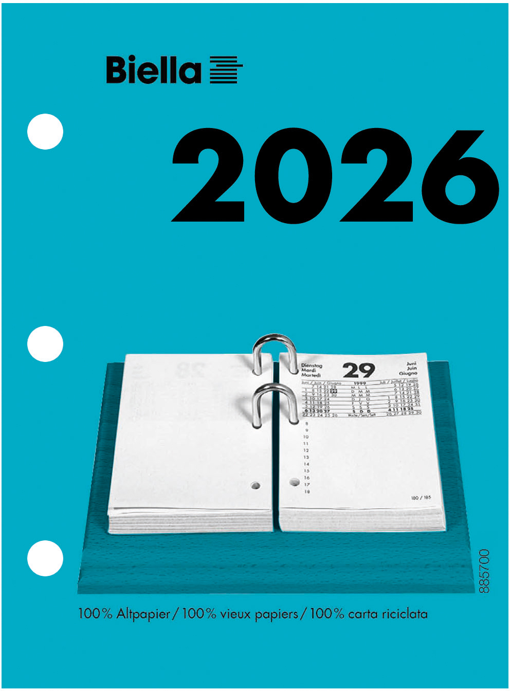 photo BIELLA bloc-notes 2026 885700000026U 1A/1P gris/noir ML 8x10.8cm