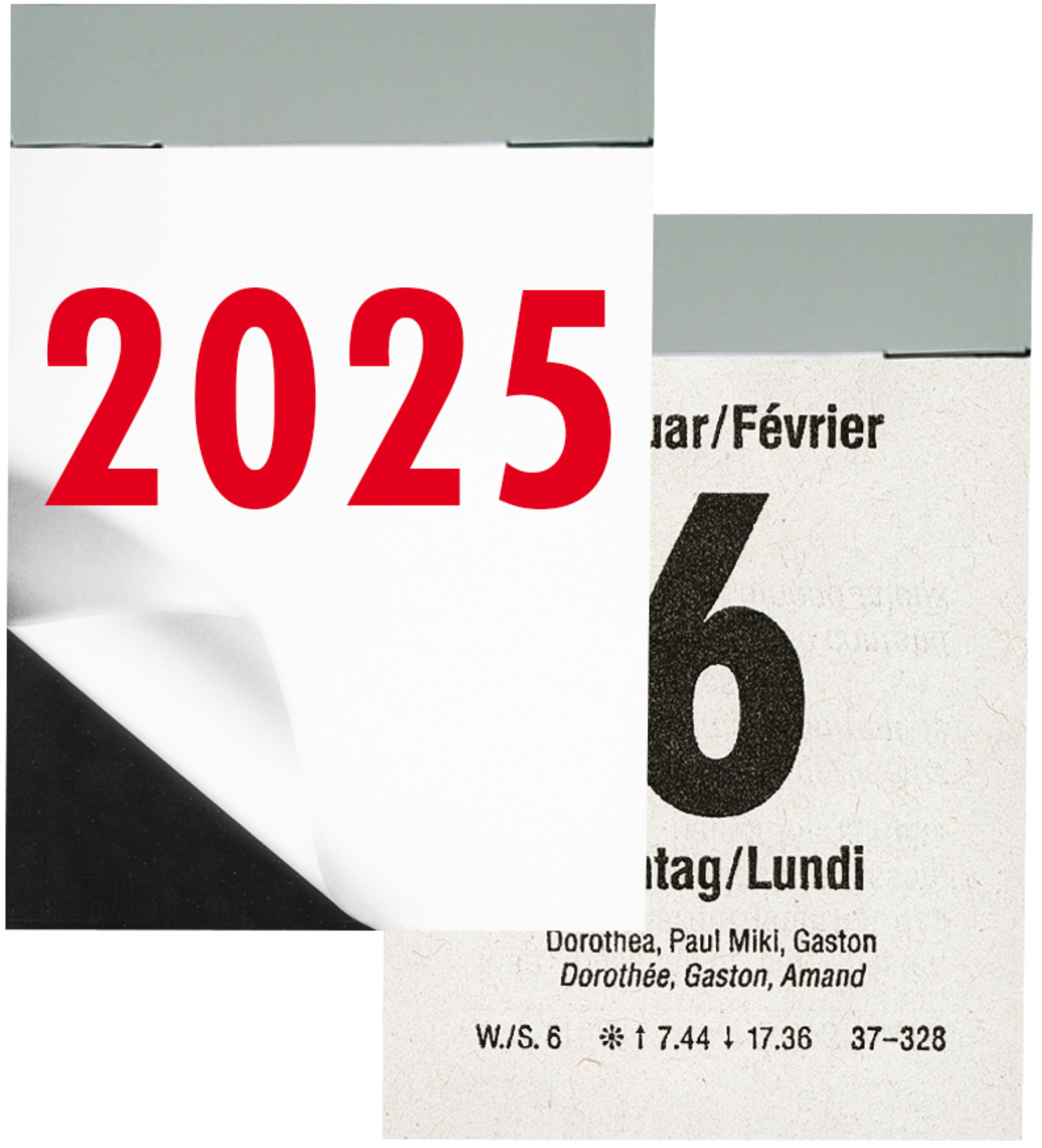 BIELLA Calendrier bloc Nr.2 2025 889002000025 1A/1P noir/rouge DE/FR 4x5.9cm