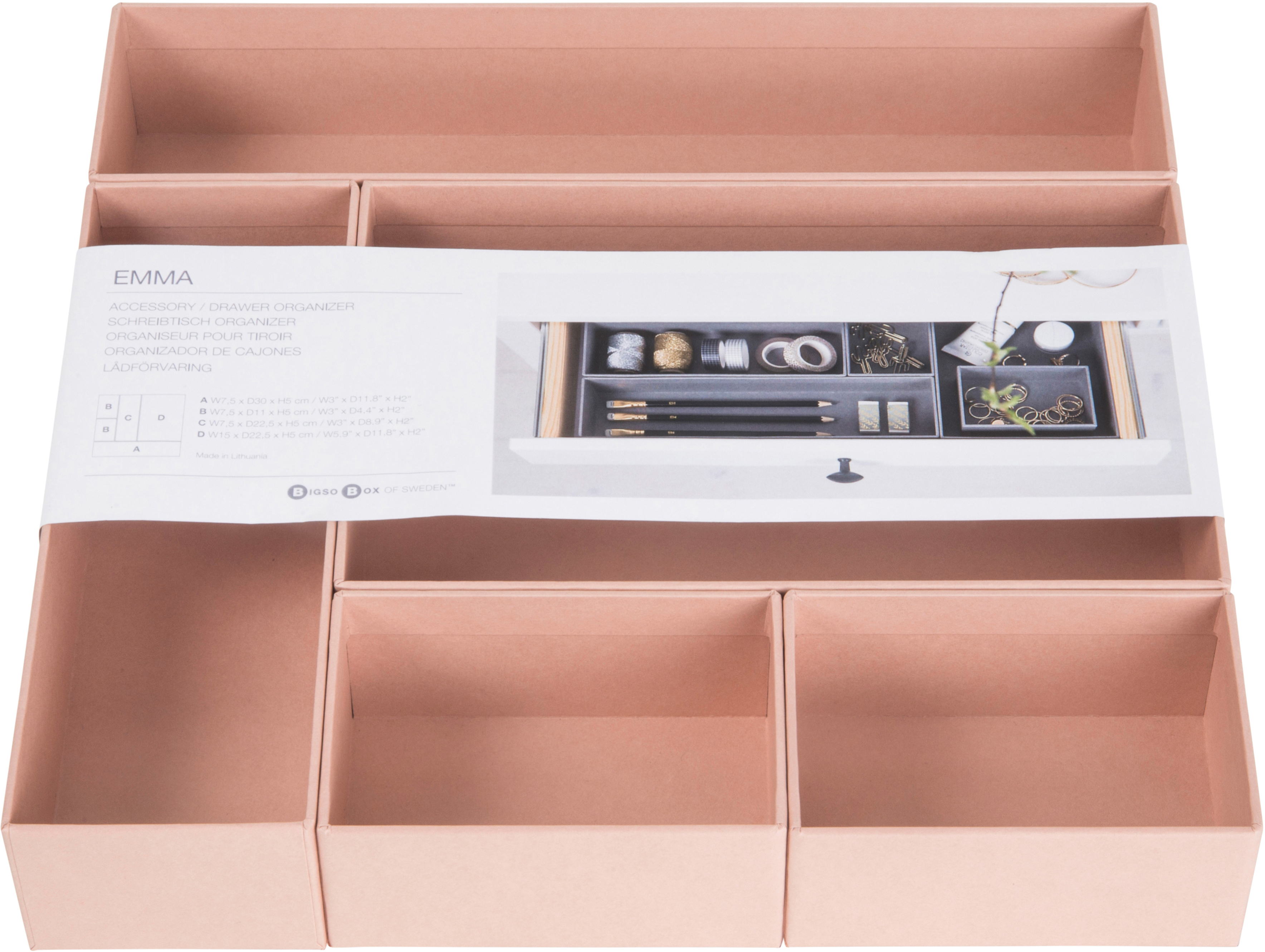 BIGSO BOX OF SWEDEN Organiseur de pupitre Emma 780552101 dusty pink 5er-Set