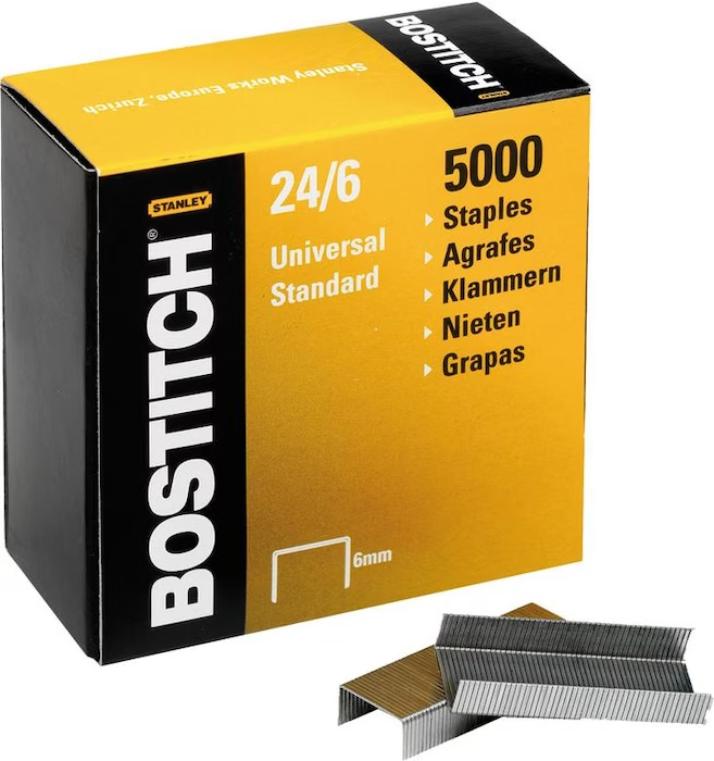 BOSTITCH Agrafes 24/6 mm 2465MGAL 5000 pièces 5000 pièces