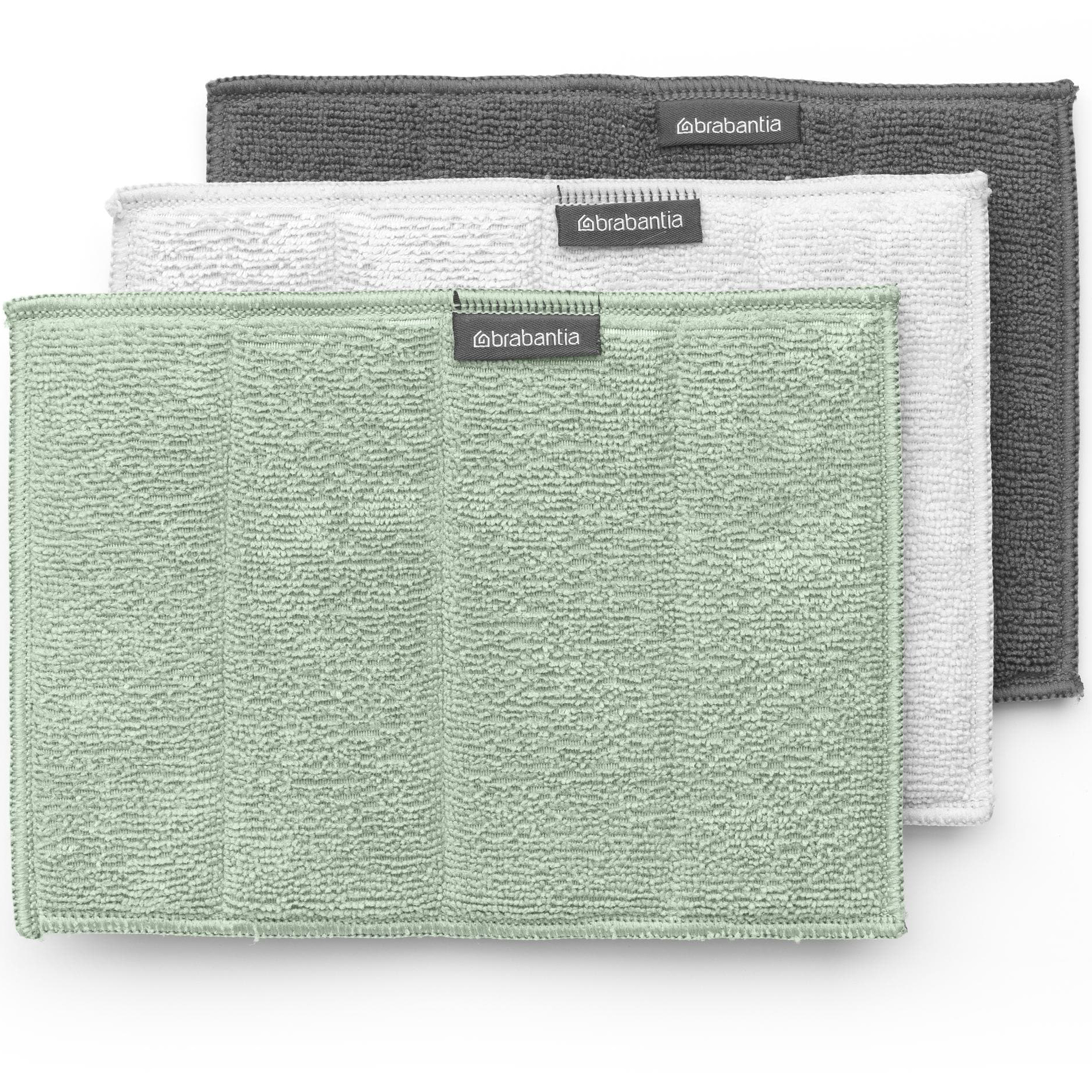 photo BRABANTIA Mikrofaser-Reinigungstuch 215827 Grau/Hellgrün/Weiss 3 Stück