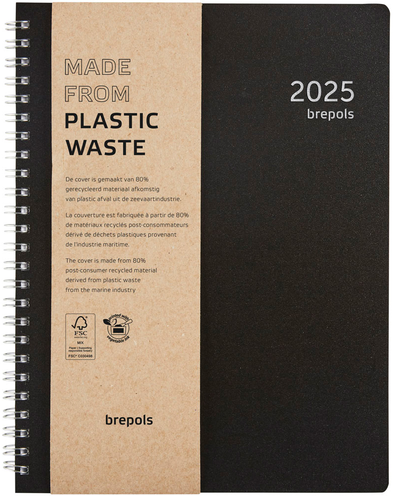 BREPOLS Agenda Timing Polyprop 2025 0.137.4910 1S/2P noir 17.1x22cm