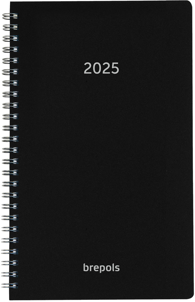 BREPOLS Agenda Breform Polypro 2025 0.516.4910 1J/1P noir 10.5x17cm