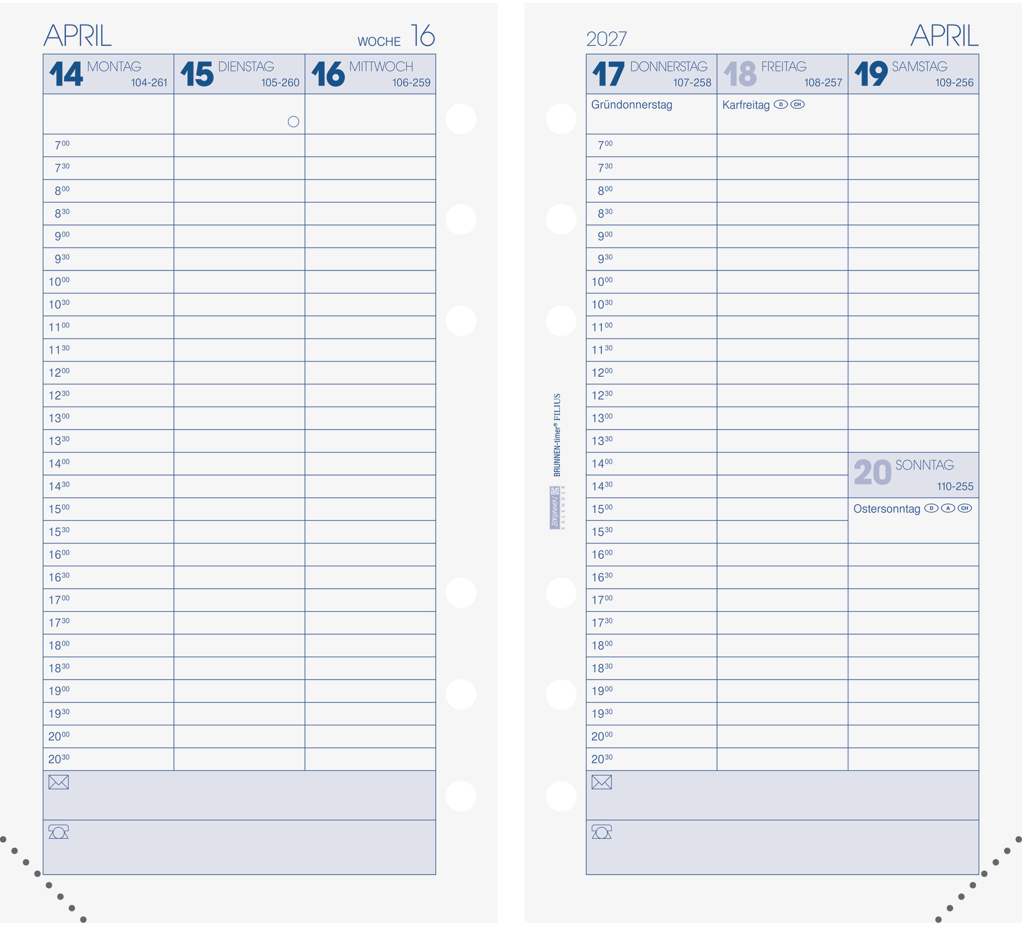 photo BRUNNEN Timer filius 2027 1074901007 1S/2P DE 9.3x17.2cm