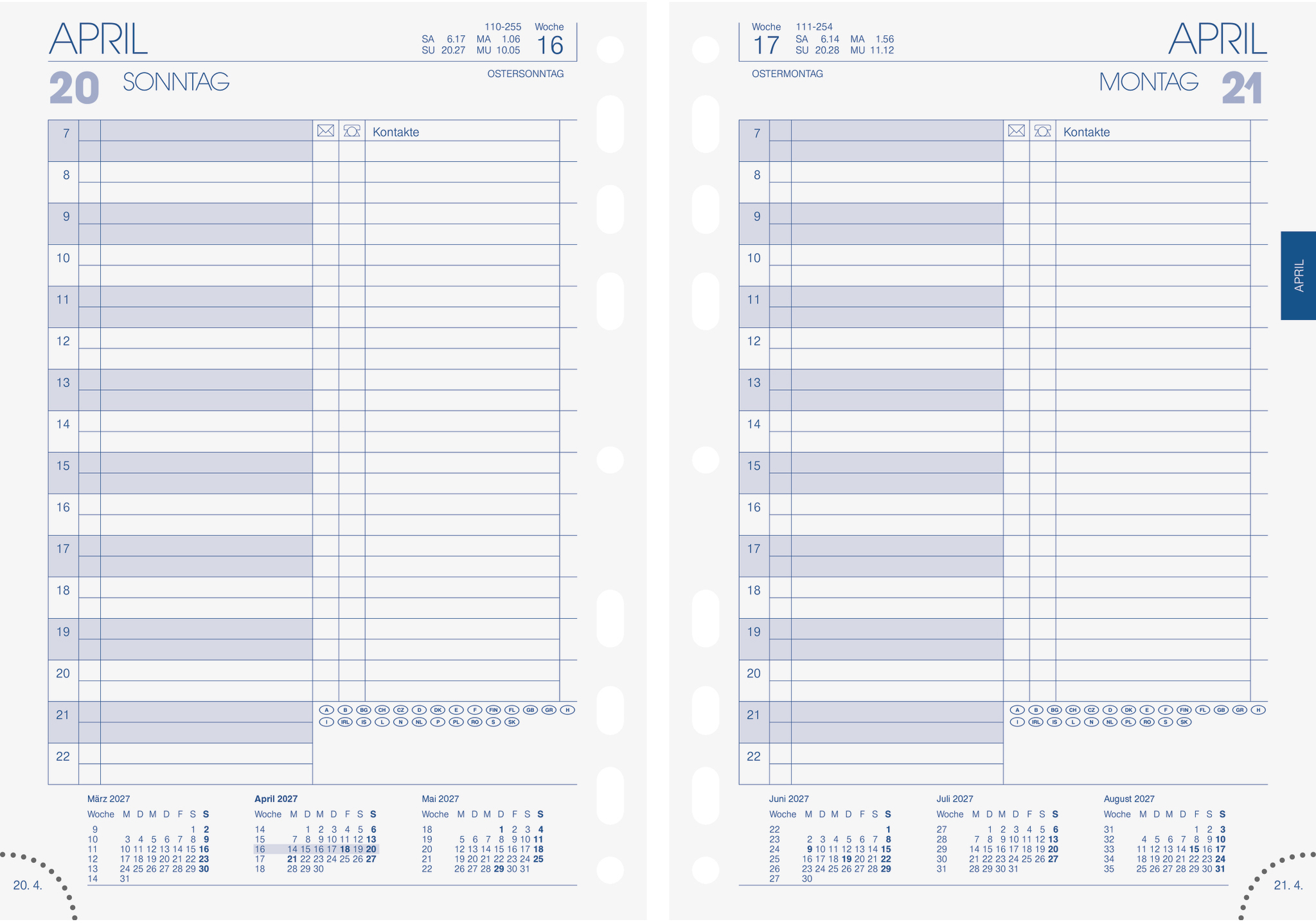 photo BRUNNEN Timer inserts 2027 1079001007 1J/1P DE A5