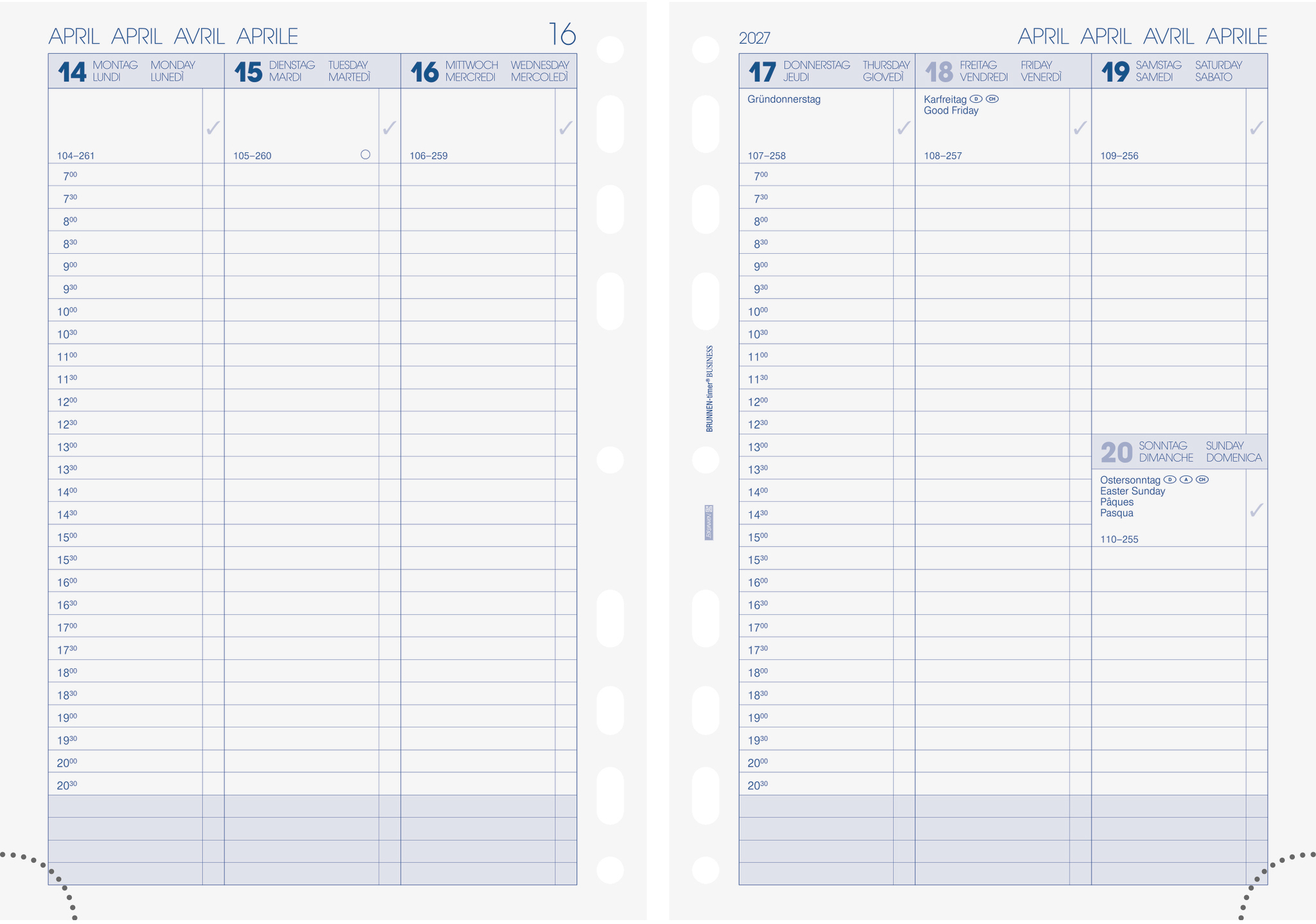 photo BRUNNEN Timer inserts 2027 1079101007 1S/2P Spalte DE A5