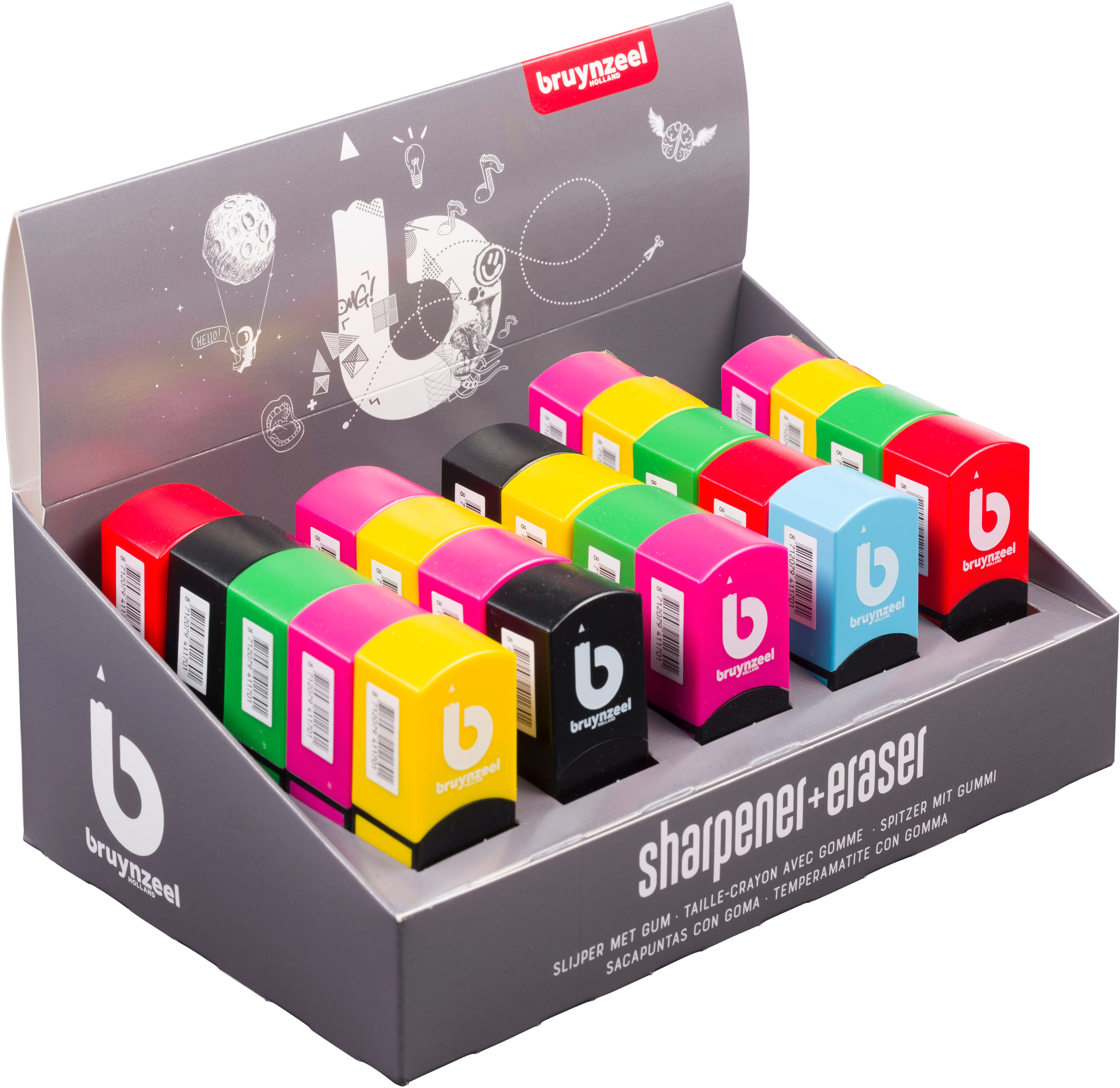 BRUYNZEEL TEEN Spitzer / Radiergummi 60289025 6 Farben ass./25 Stück