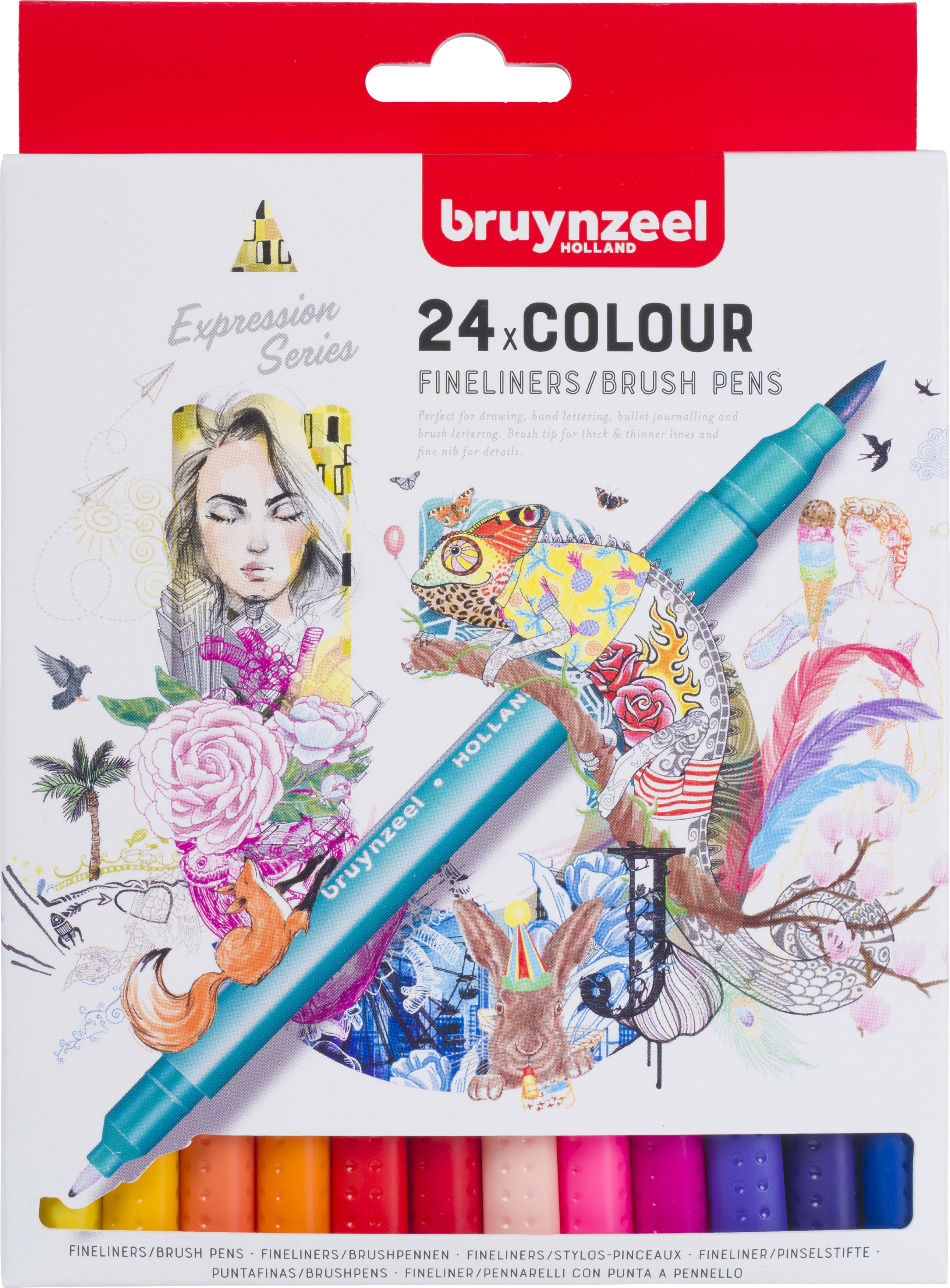 photo BRUYNZEEL Fineliner/Brushpen Set 60325024 assorti 24 pièces