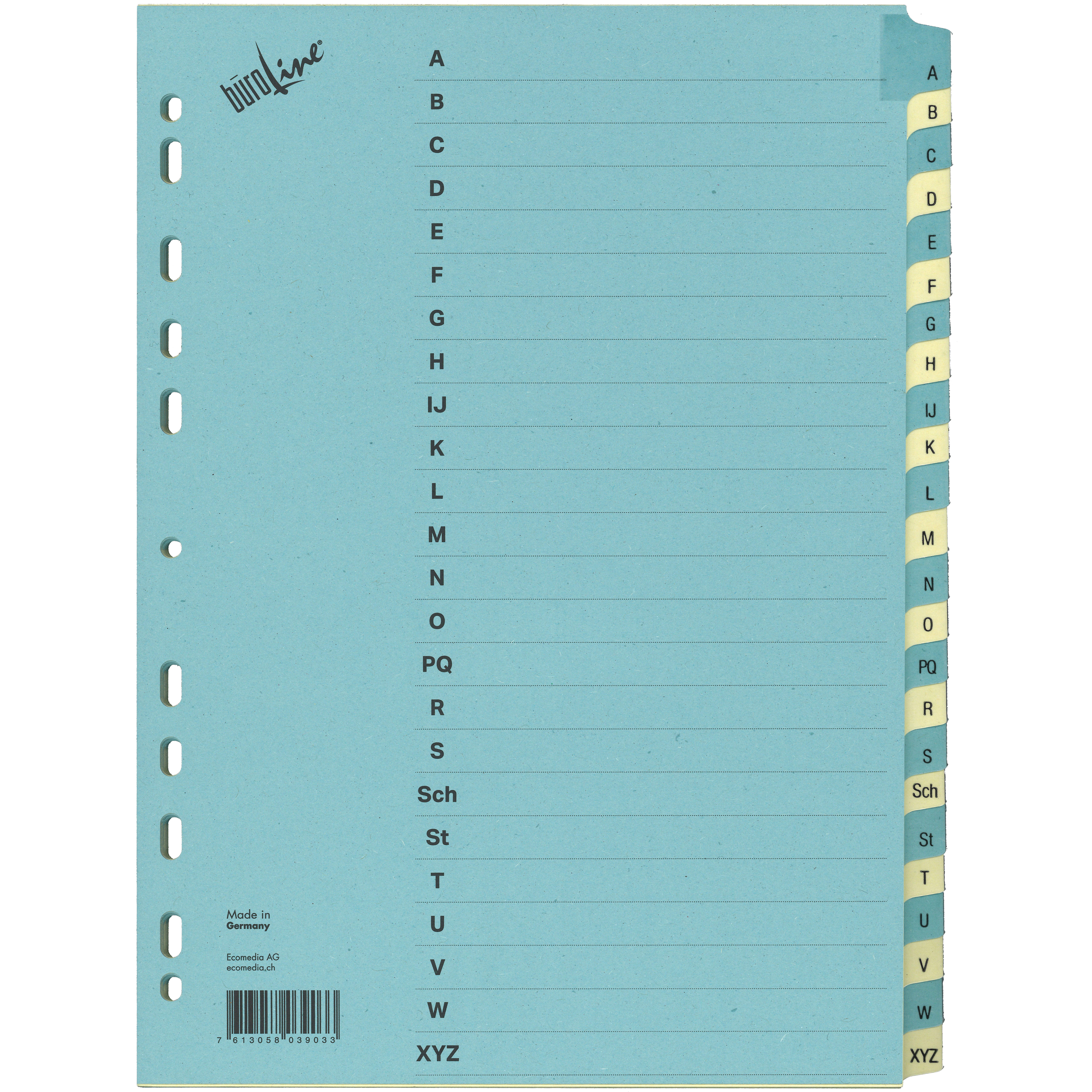 photo BÜROLINE Répertoire carton A4 40573 bleu/beige A-Z 24 pcs.