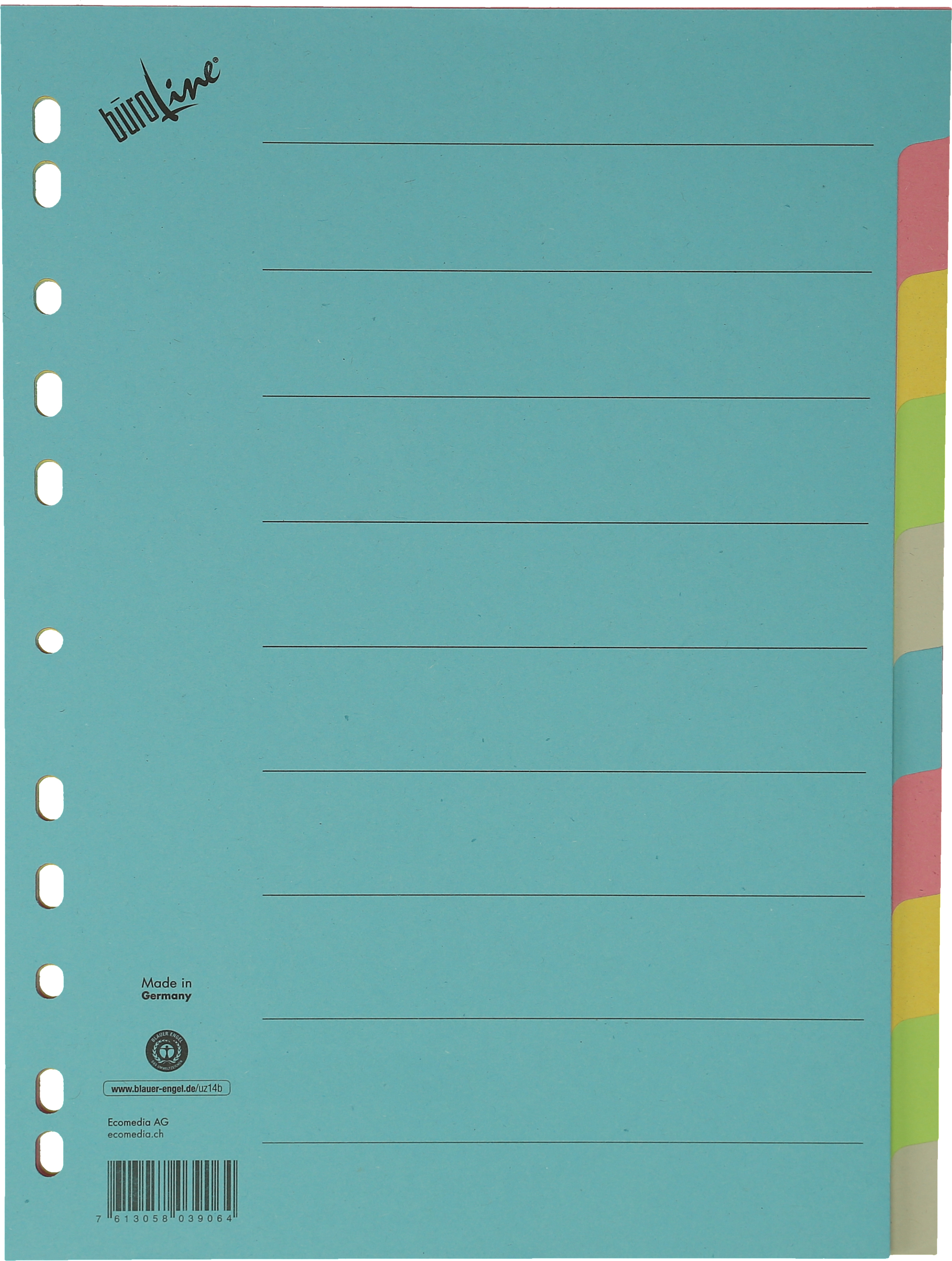 BÜROLINE Répertoire carton coloré A4 40580 10 pcs.