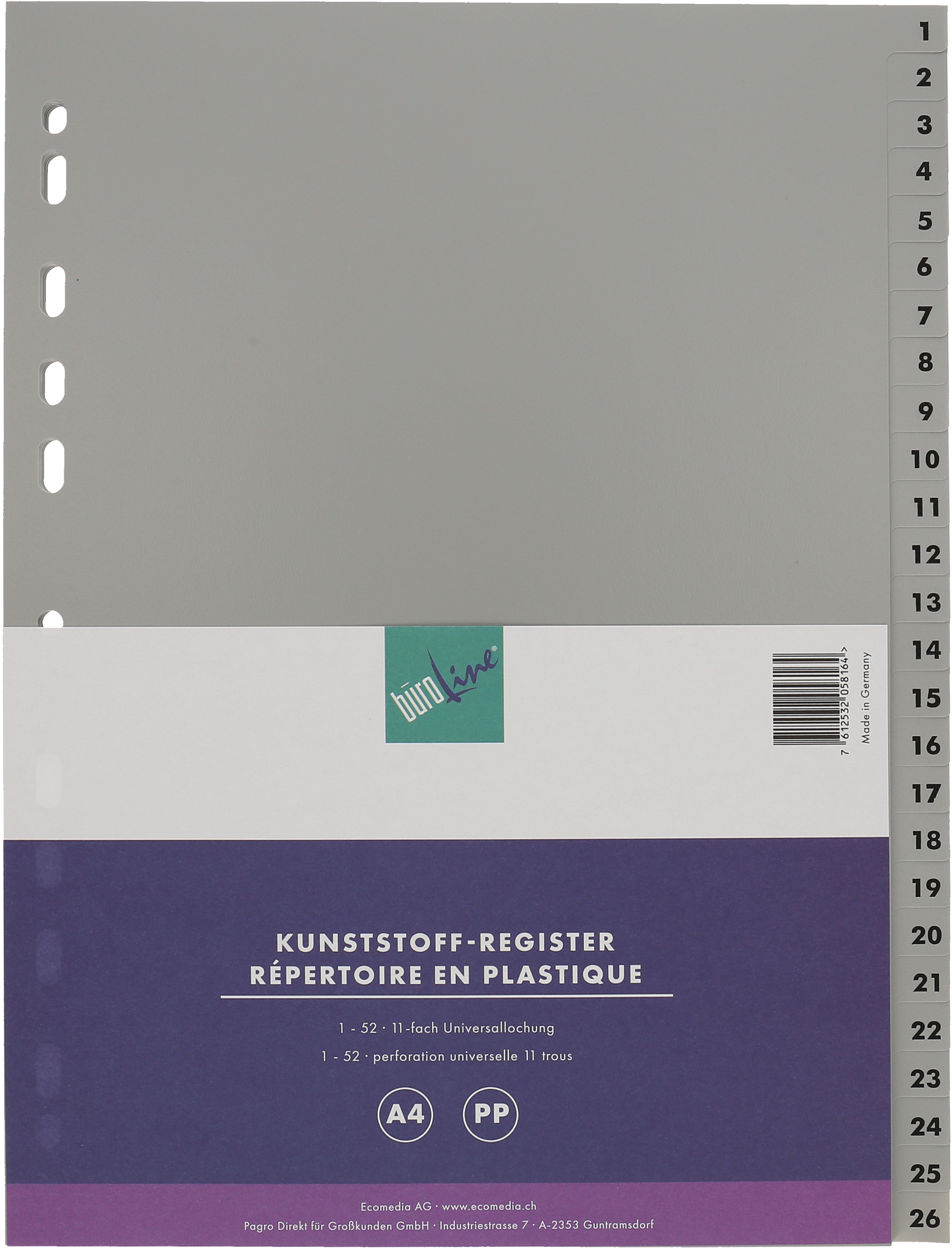 photo BÜROLINE Répertoires PP A4 40947 gris 1-52
