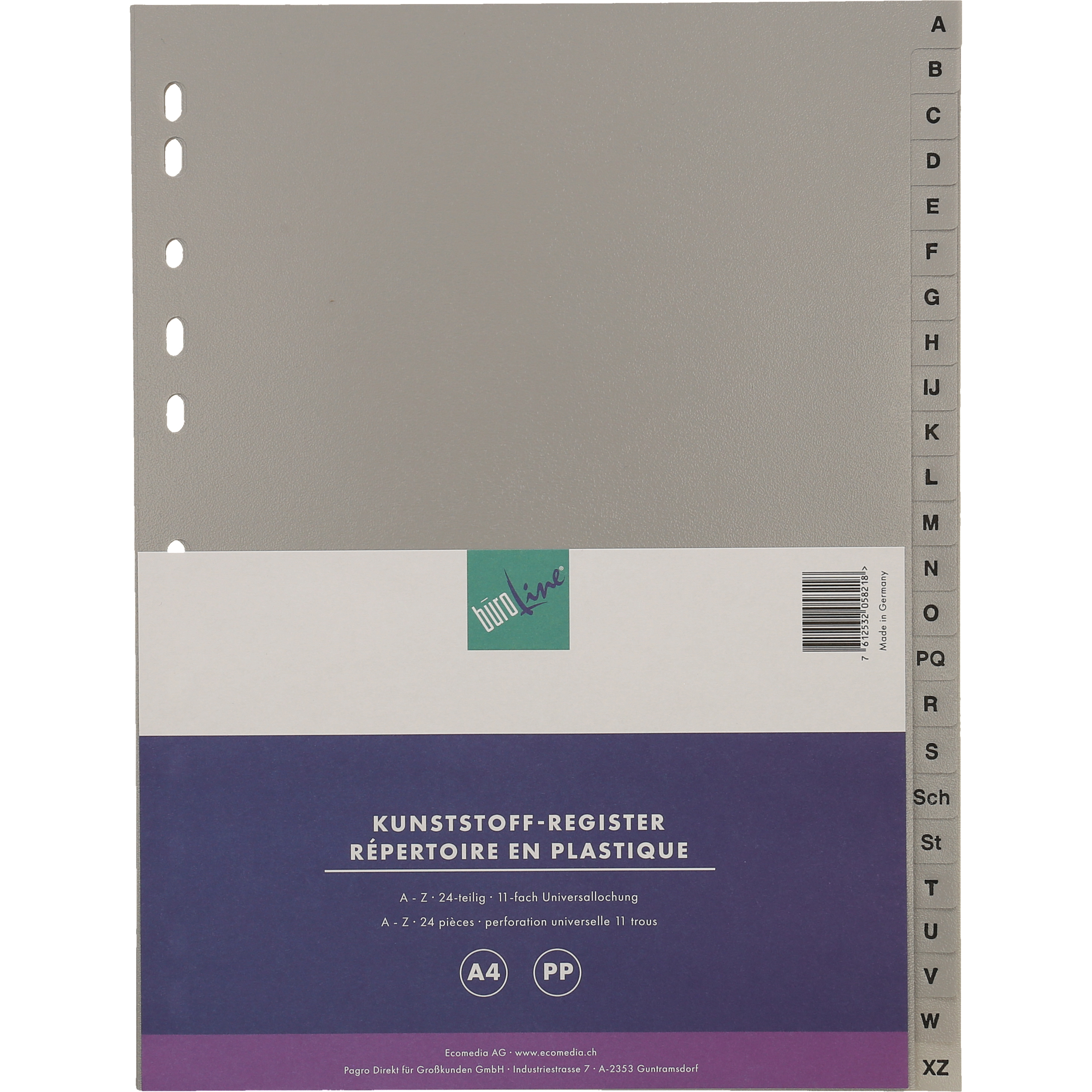 BÜROLINE Répertoires PP gris A4 40957 A-Z 24pcs.