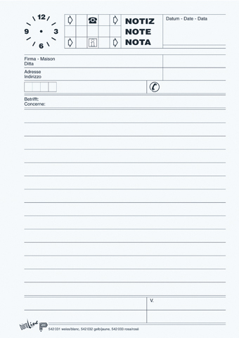 photo BÜROLINE Bloc téléphone D/F/I A5 725266 65g, blanc 80 flls.