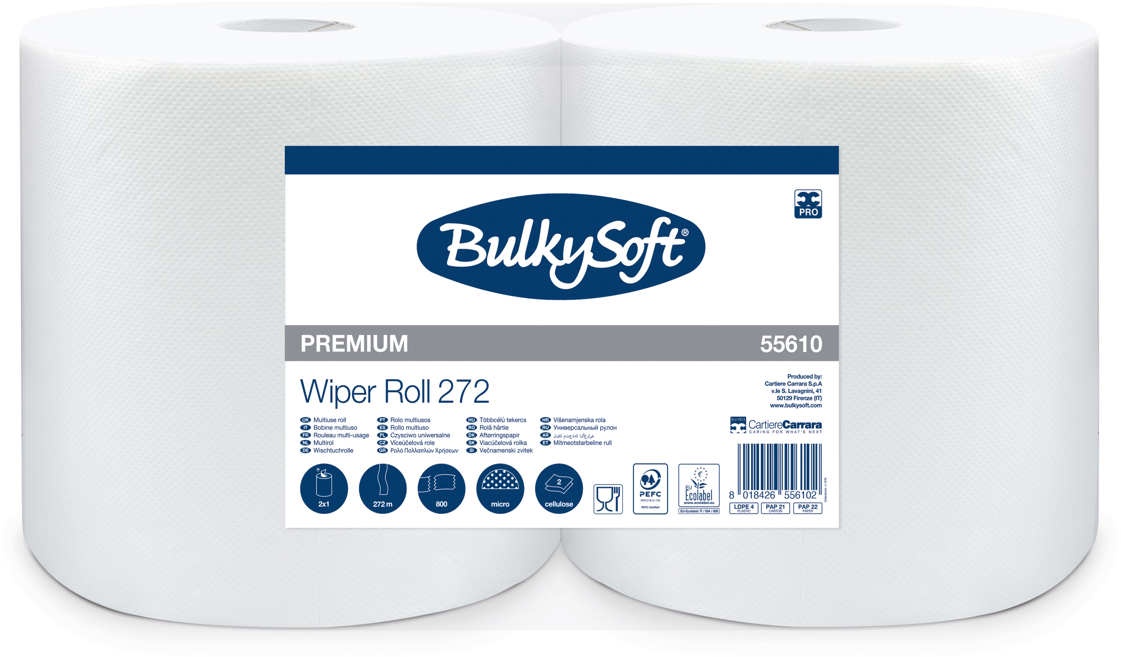 photo BULKYSOFT Rouleau de chiffons 2x 26x34cm 26136 blanc 2 rouleaux