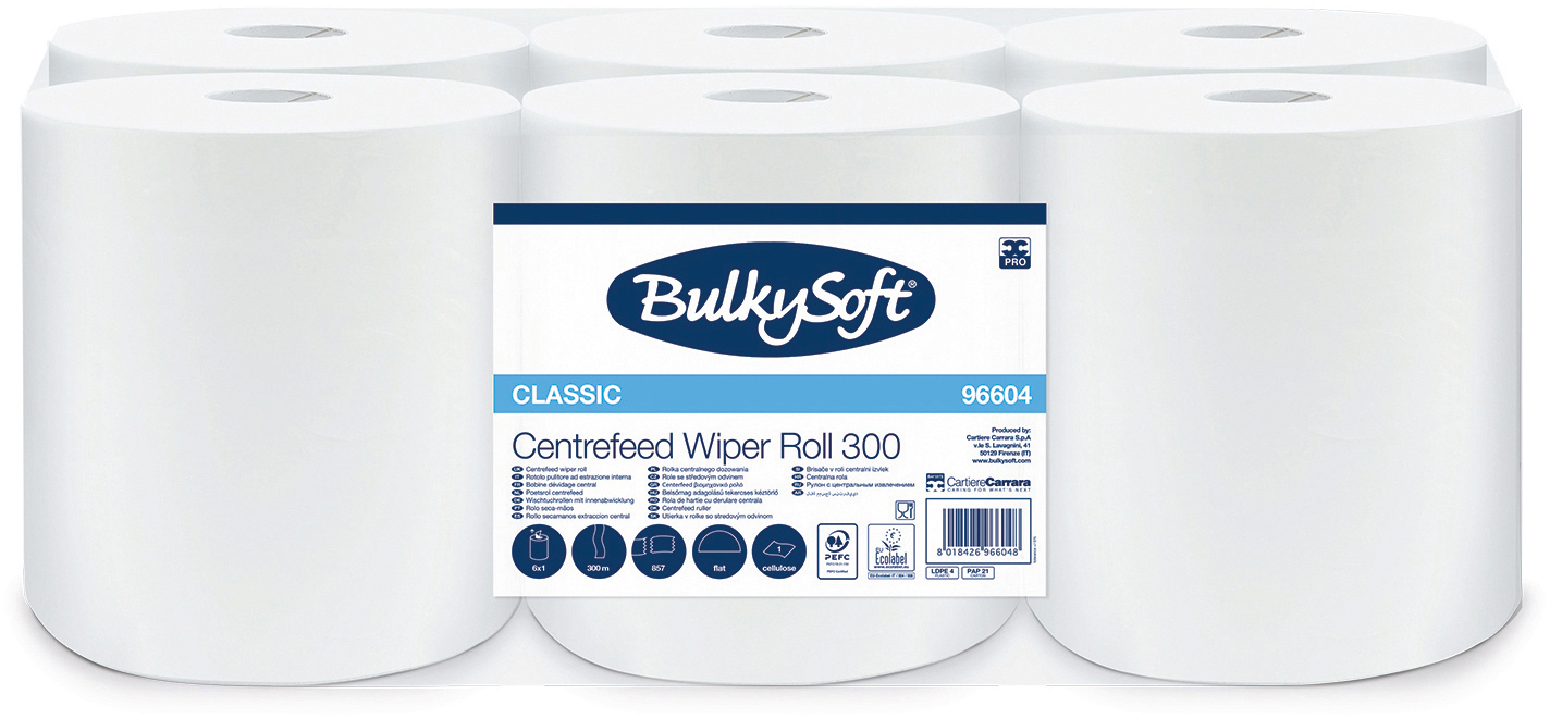 photo BULKYSOFT Rouleau de chiffons 1x 22x35cm 26257 Midi, Classic blanc 6 rouleaux