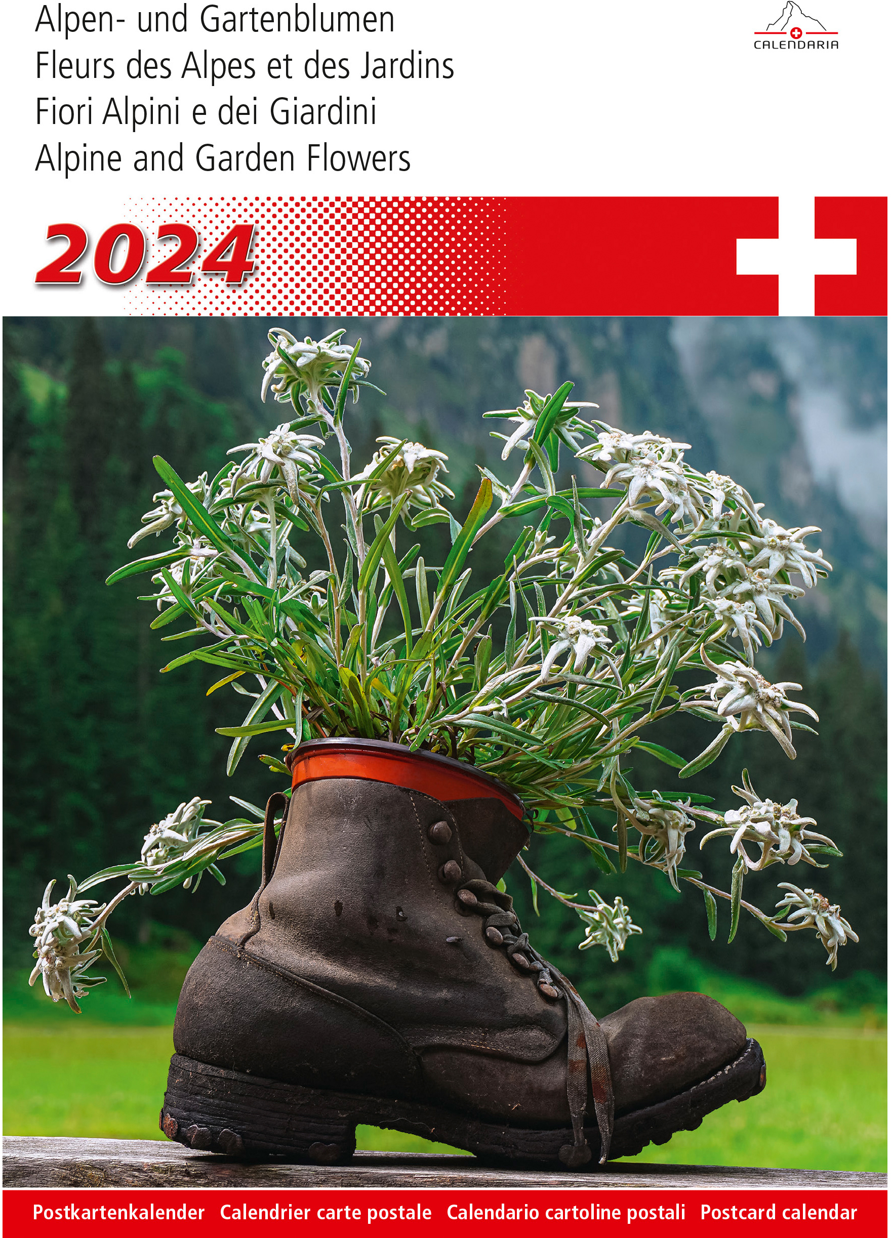 CALENDARIA Alpen- und Gartenblumen 2024 43494632 D/F/I/E 14.8x22cm