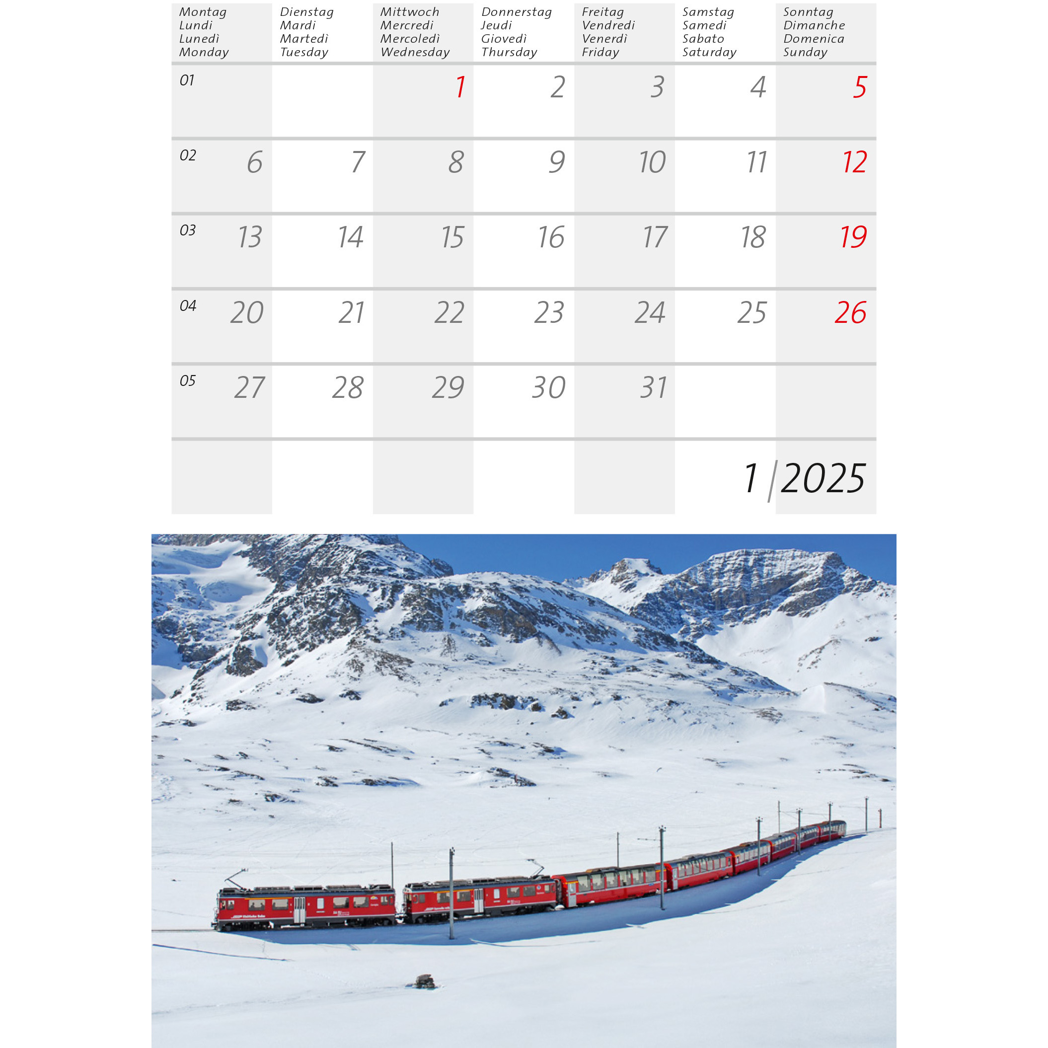 CALENDARIA Calendrier 2025 783036204840 Bernina / Glacier ML 14.8x22cm