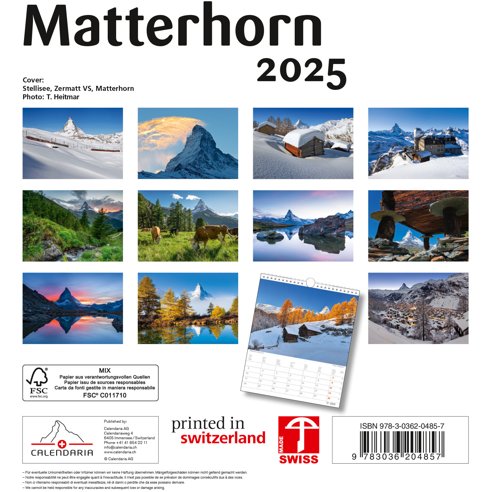 CALENDARIA Calendrier 2025 783036204857 Matterhorn ML 21x24cm