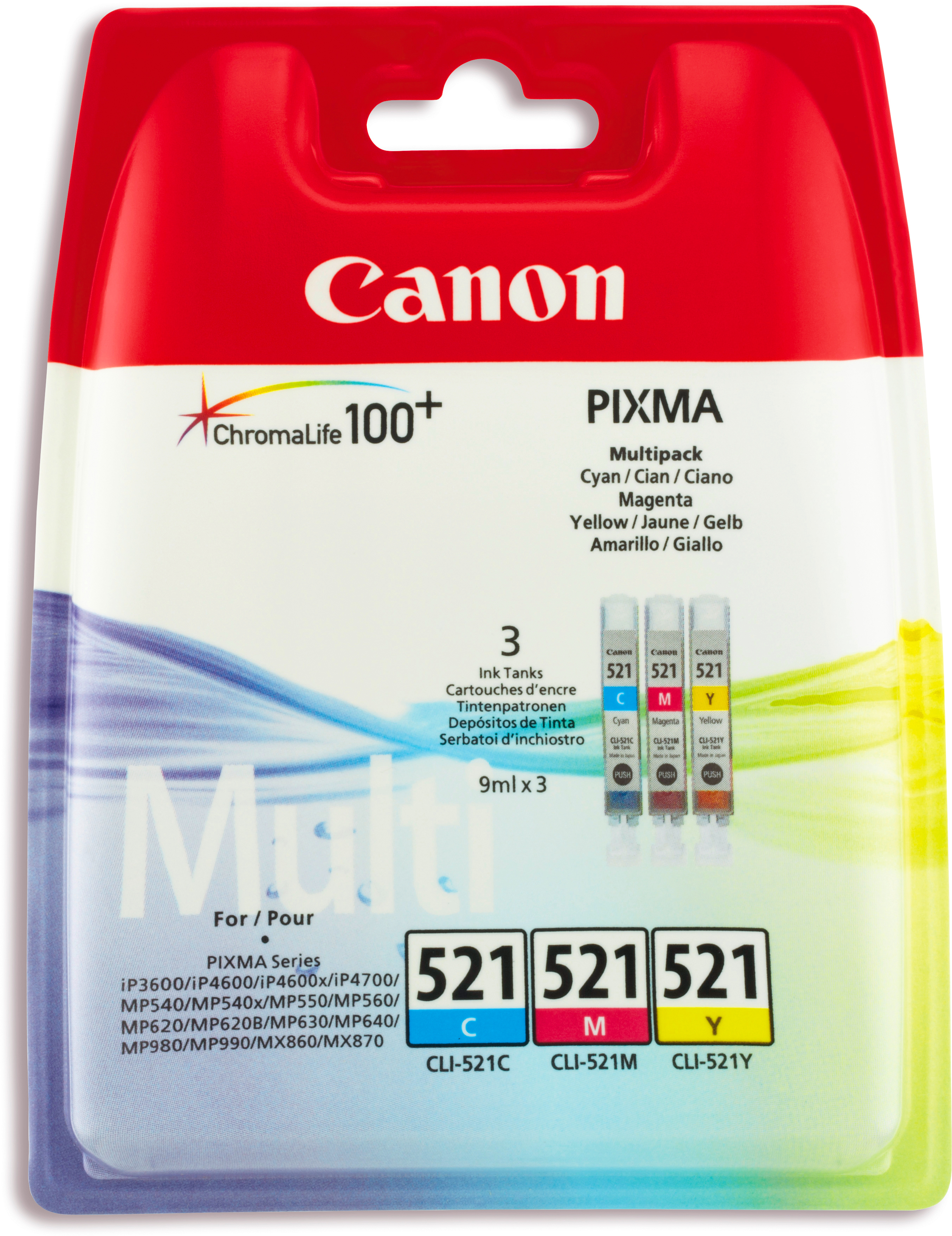 CANON Multipack Tinte CMY CLI-521PA PIXMA MP 980 3x9ml<br>