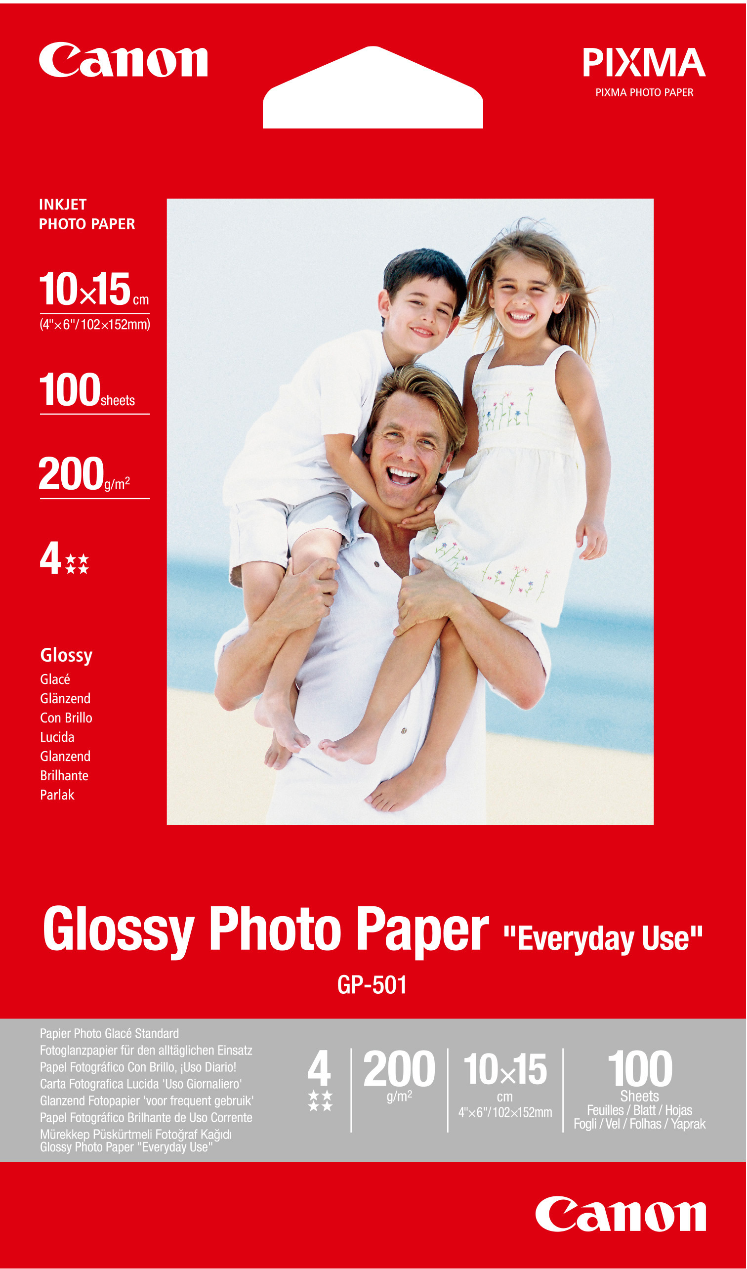 CANON Glossy Photo Paper 10x15cm GP5014x6 InkJet, Everyday 200g 100 fl.
