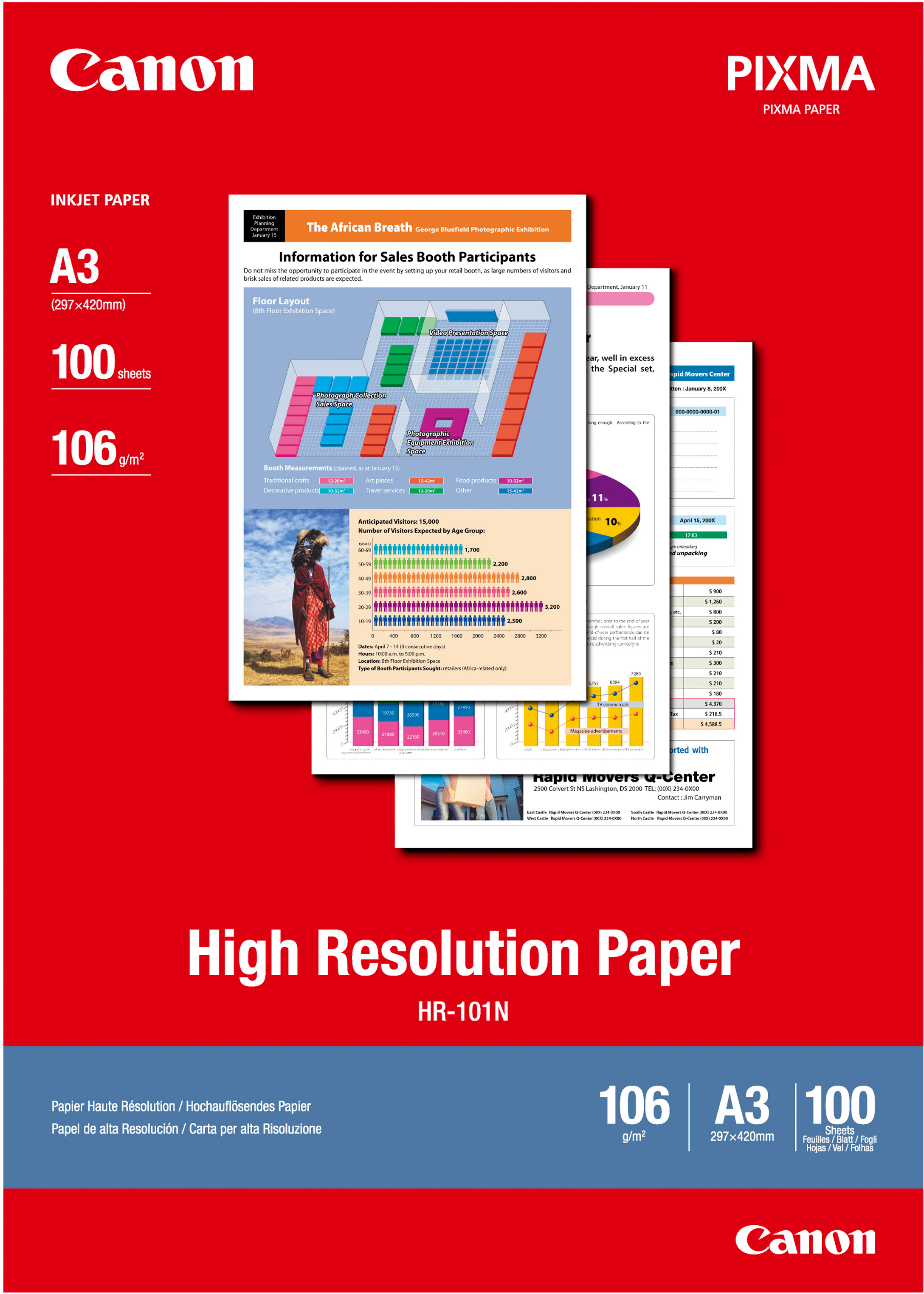 CANON Papier High Resolution A3 HR101NA3 InkJet 110g 100 feuilles