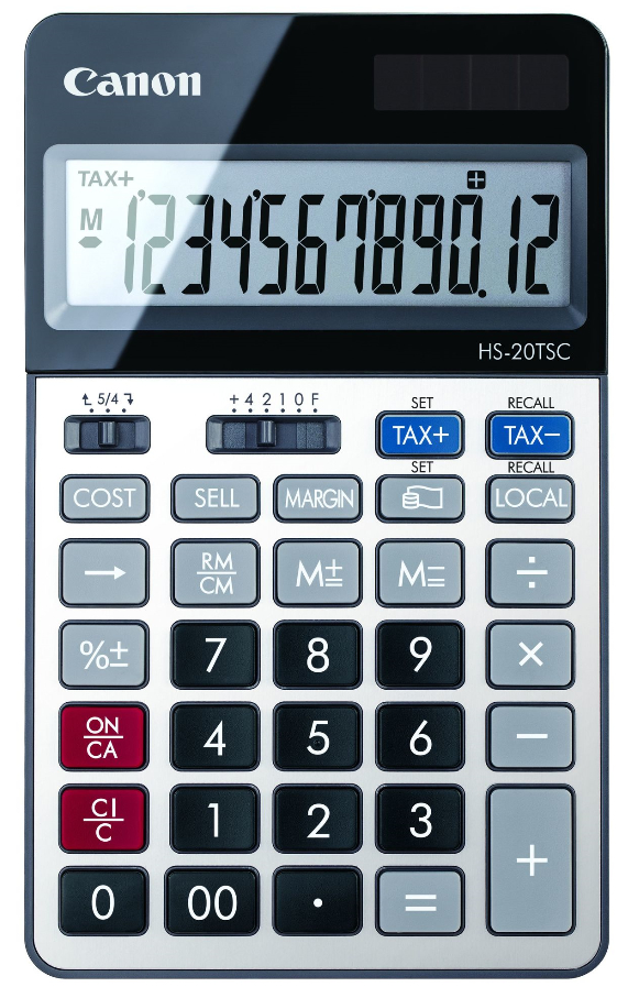 CANON Calculatrice HS-20TSC HS-20TSC 12 chiffres argent/noir 12 chiffres argent/noir