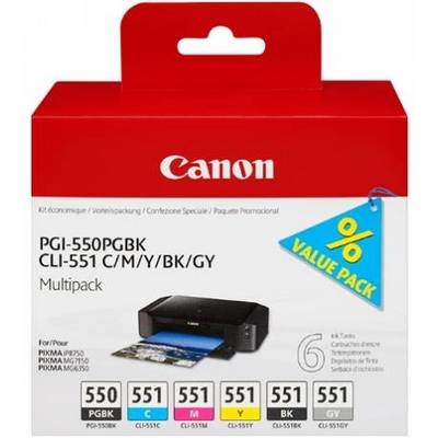 CANON Multipack Tinte PGBK/CMY/BK/GY PGCL550/1 PIXMA MG6350 15/7ml<br>