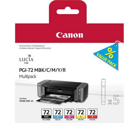 photo CANON Multipack encre MBK/CMY/R PGI-72MUL PIXMA Pro-10 5x14ml
