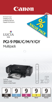 photo CANON Multipack Encre PBK/CMY/GY PGI-9MULTI C PIXMA Pro9500 5 pièces