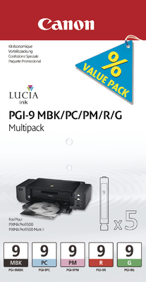photo CANON Multipack Encre MBK/PC/PM/R/G PGI-9MULTI G PIXMA Pro9500 5 pièces