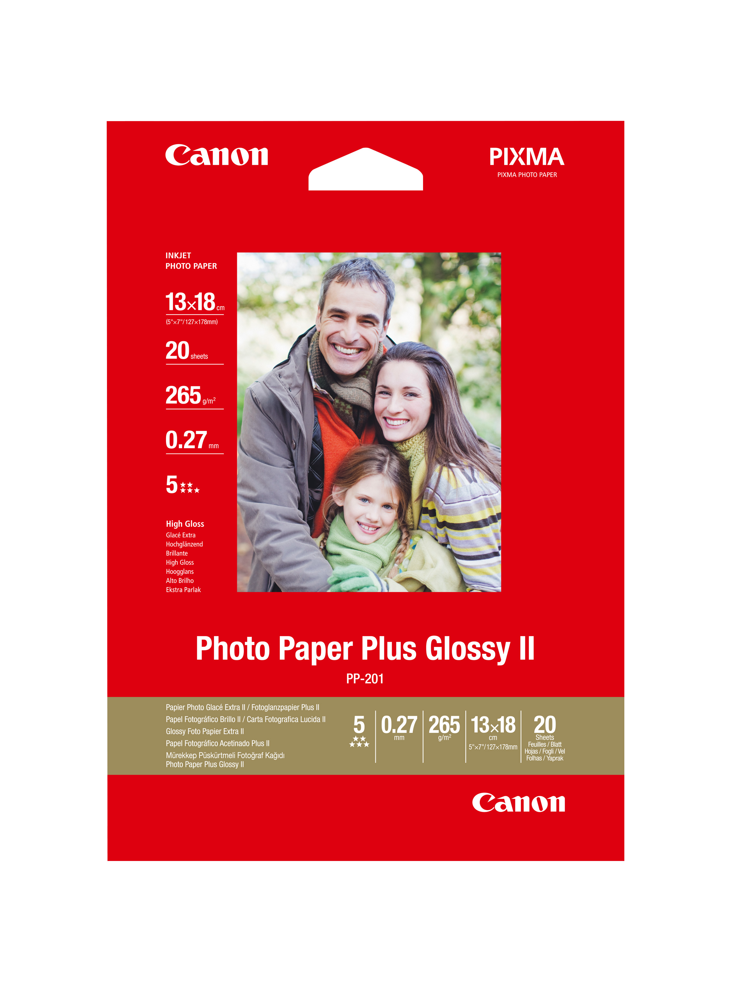 CANON Photo Paper Plus 265g 13x18cm PP2015x7 InkJet glossy II 20 feuilles