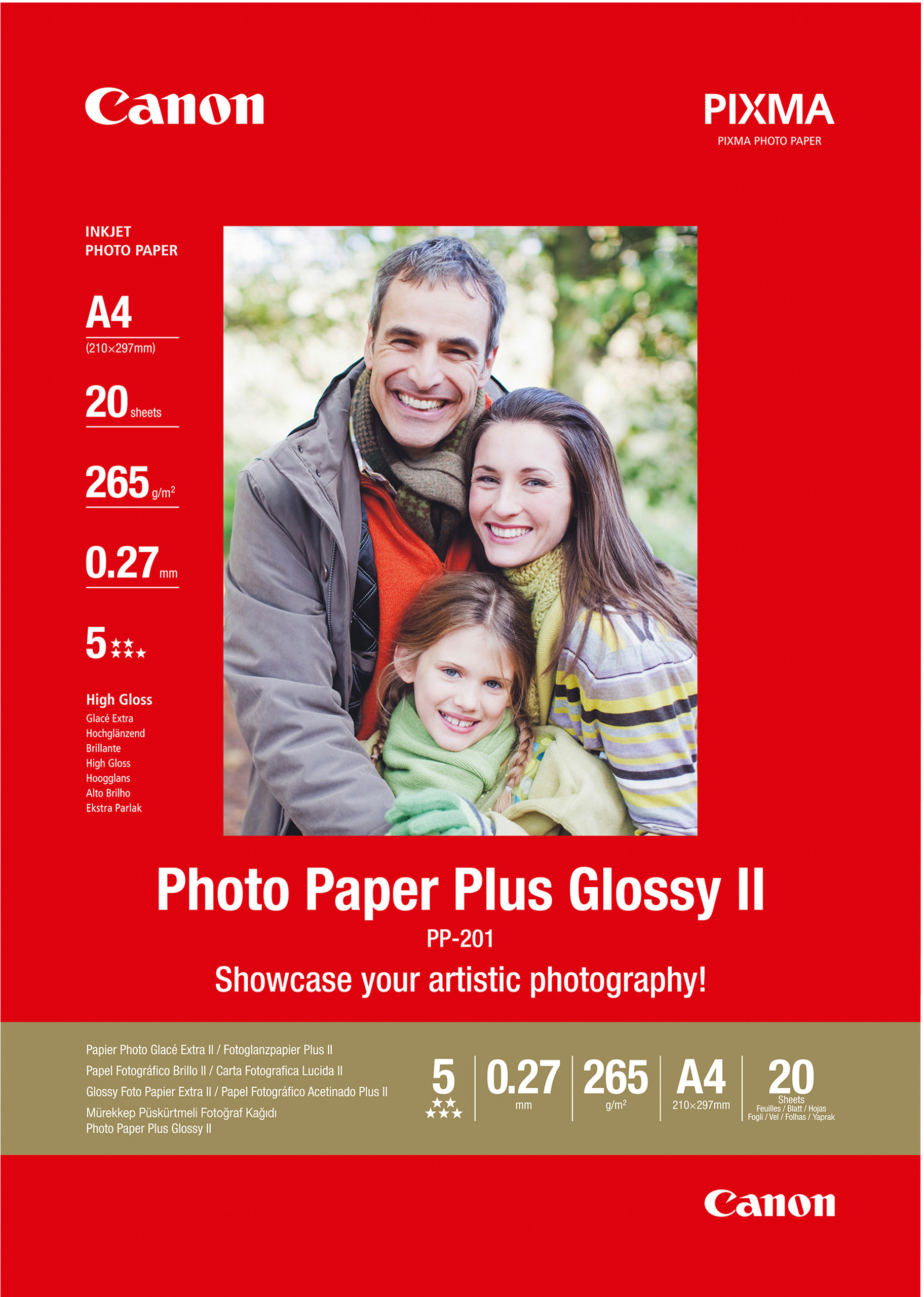 CANON Photo Paper Plus 265g A4 PP201A4 InkJet glossy II 20 feuilles
