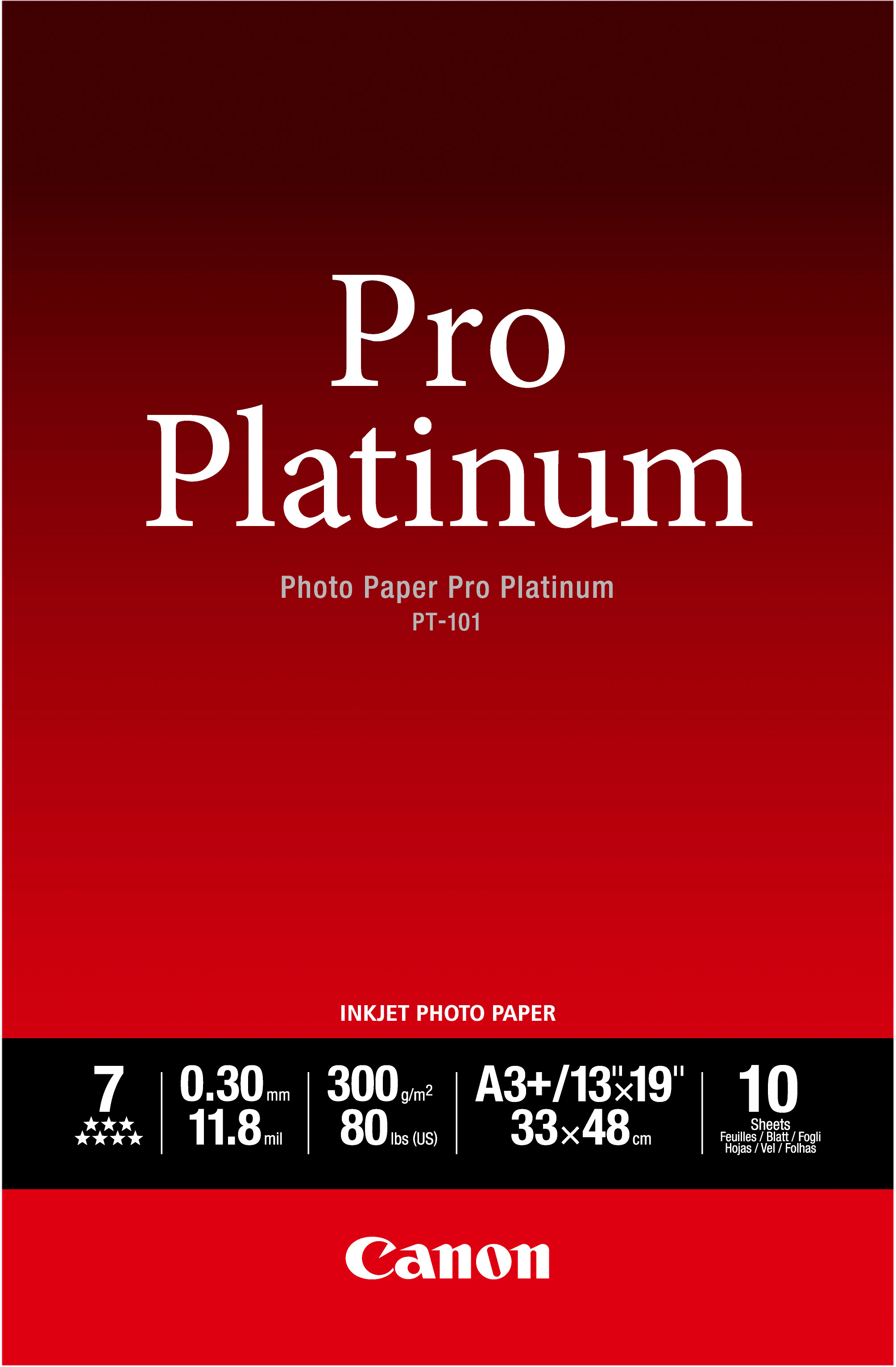 CANON Pro Platinum Photo Paper A3+ PT101A3+ InkJet glossy 300g 10 feuilles