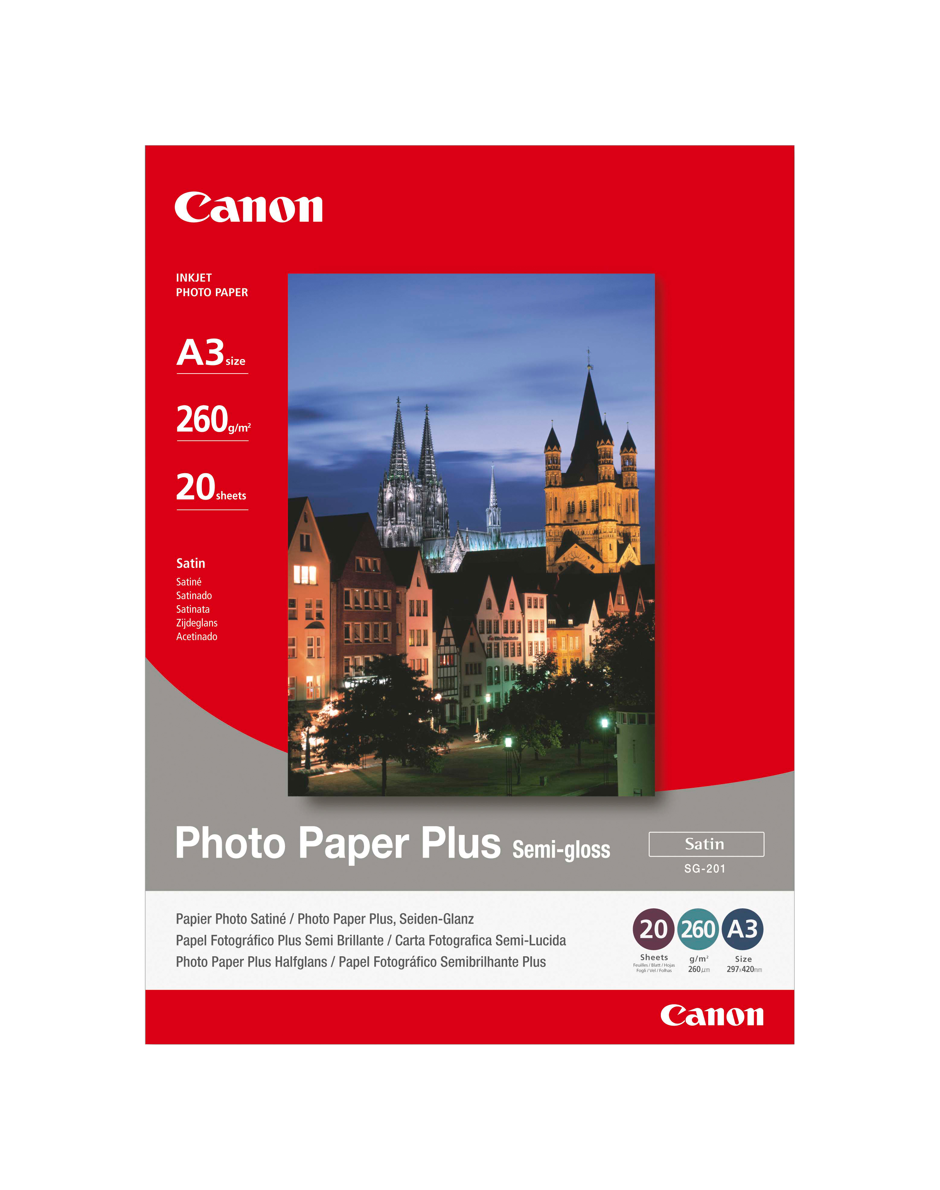 CANON Photo Paper Plus Semi-gloss A3 SG201A3 PIXMA, 260g 20 flles PIXMA, 260g 20 flles