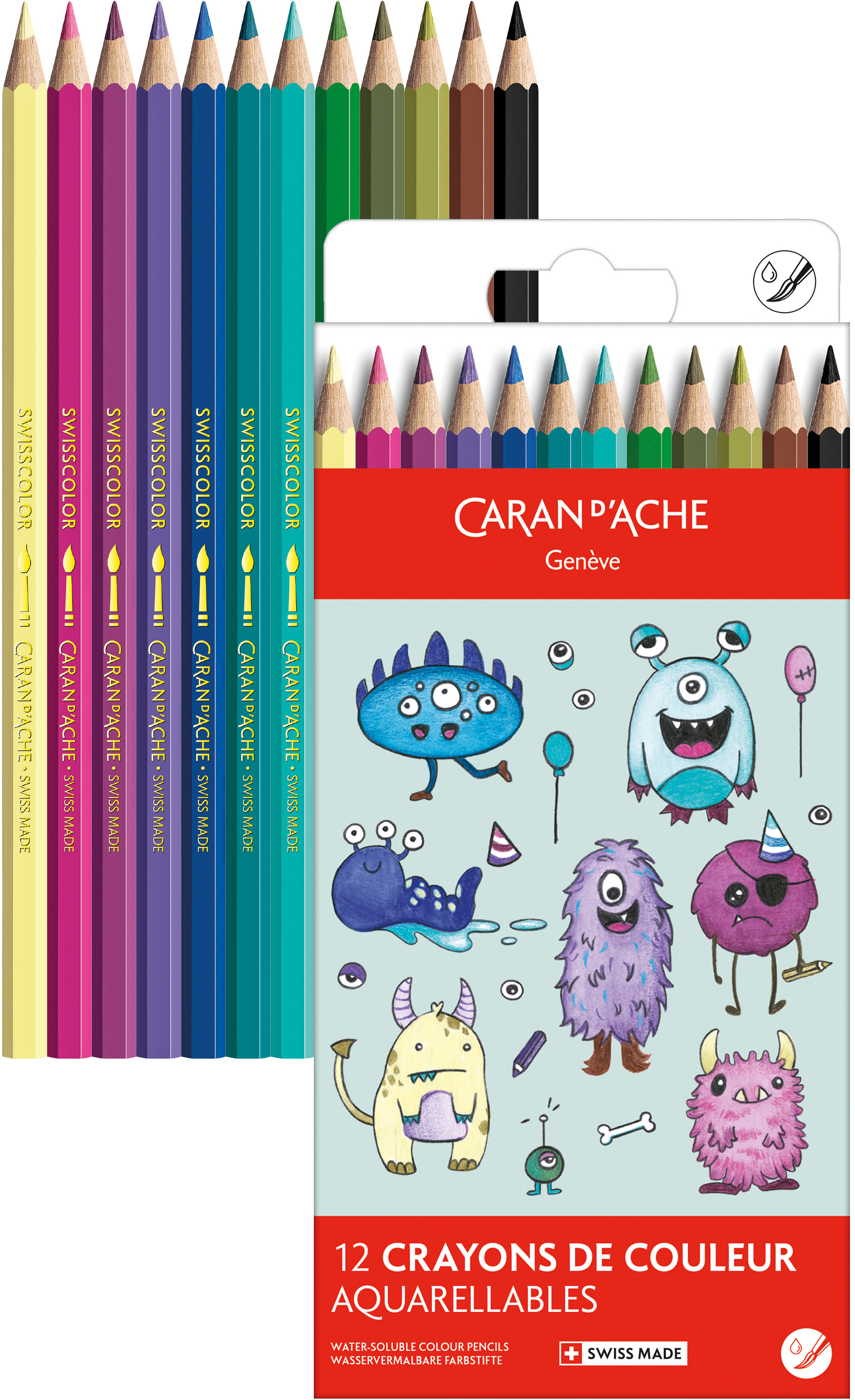 photo CARAN D'ACHE Crayons couleur Swisscolor 1285.801 Kawaii Funny Monsters 12 pcs.