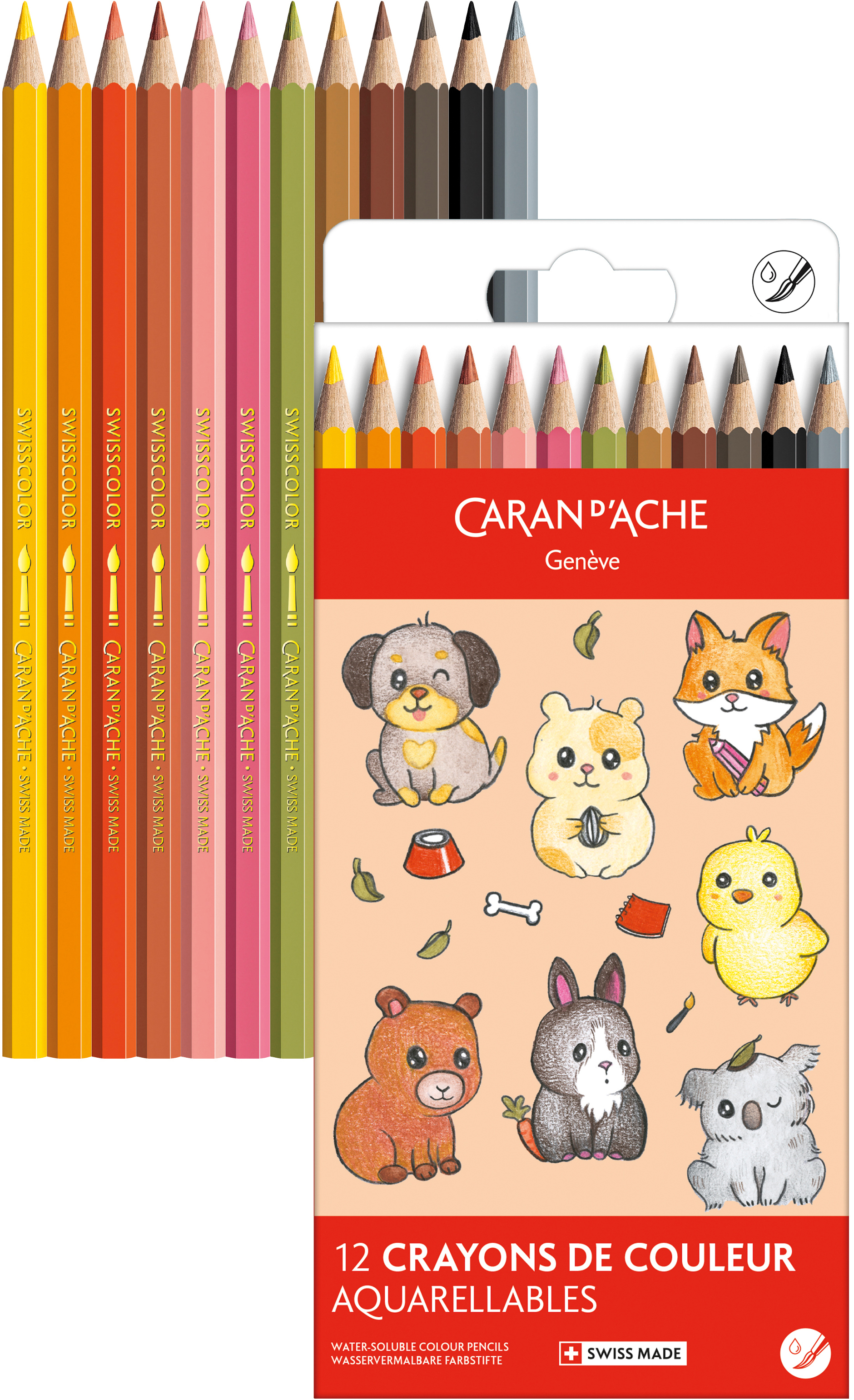 photo CARAN D'ACHE Crayons couleur Swisscolor 1285.803 Kawaii Cute Animals 12 pcs.